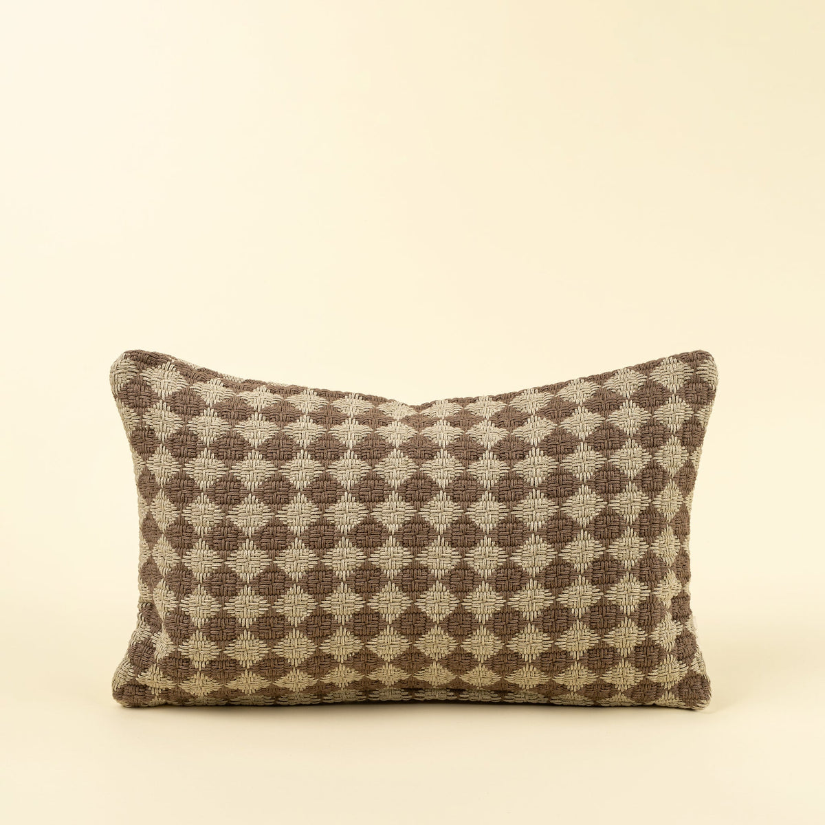 Grid-weave decorative pillow | Brown | 21 × 12 in