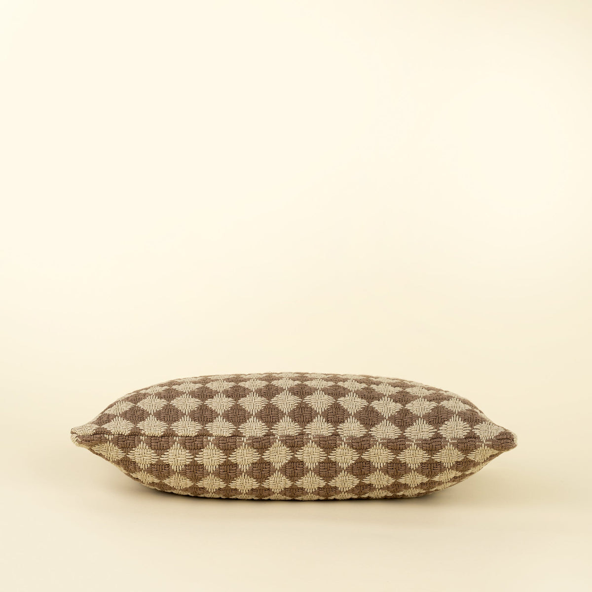 Grid-weave decorative pillow | Brown | 21 × 12 in