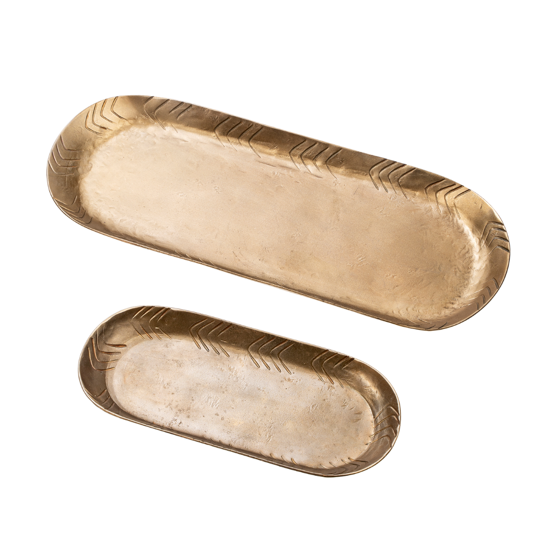 Plateaux ovales en fer forgé à la main | Ensemble de 2