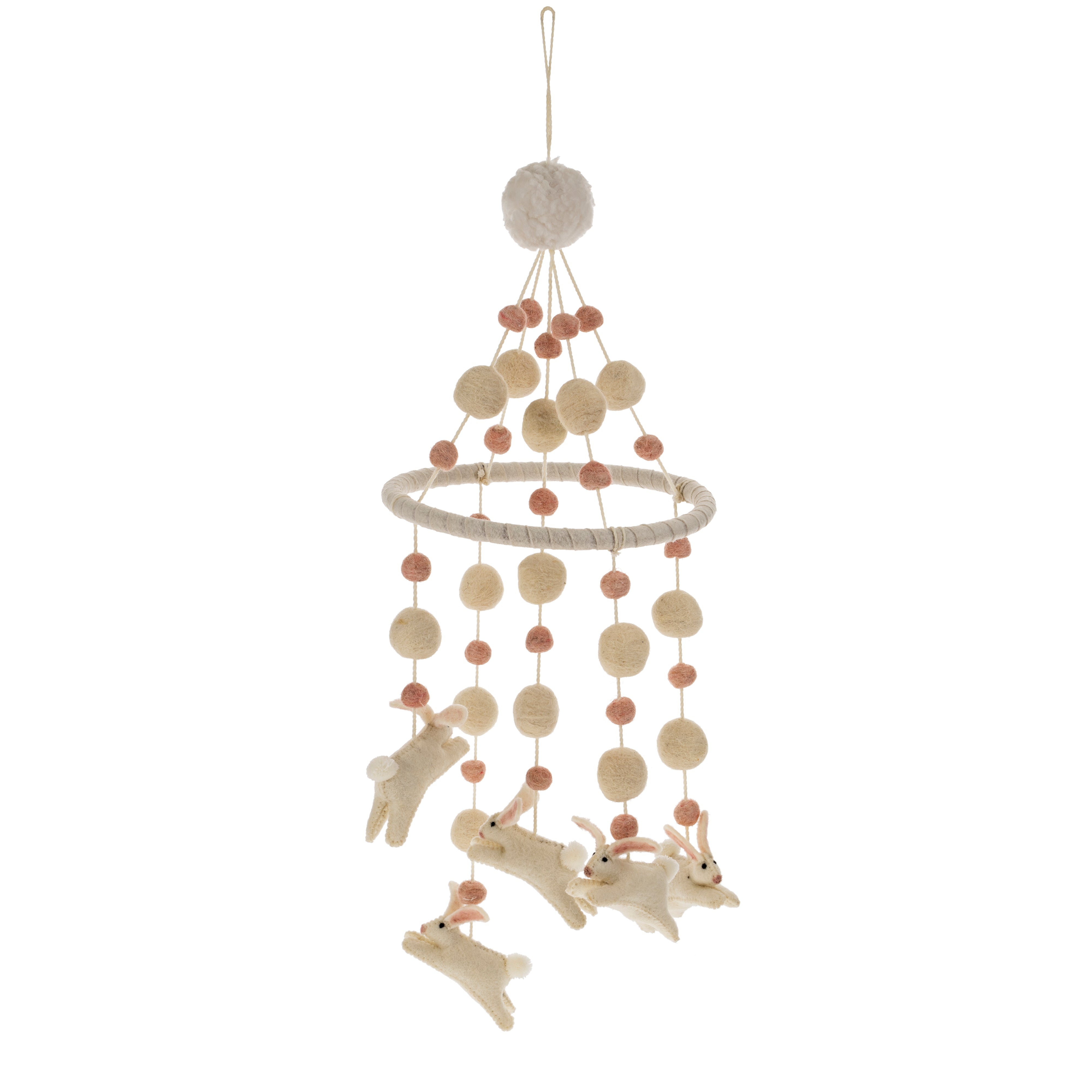 Mobile Lapins Sautillants en Feutre | Charme Ludique pour Chambre de Bébé