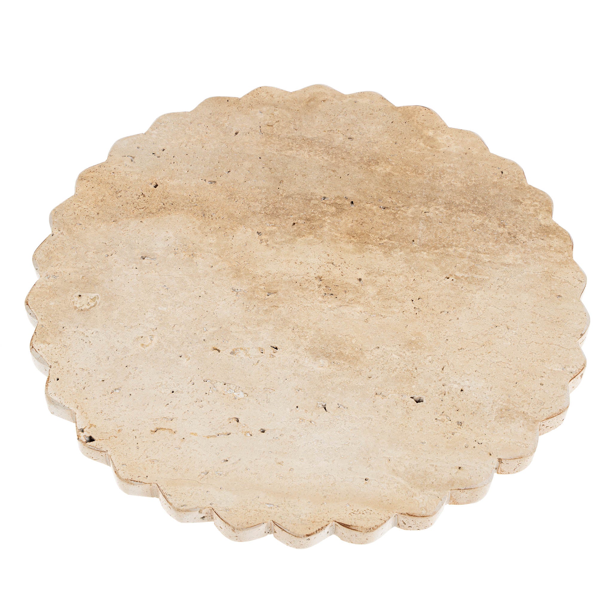 Plateau Scallop en Travertin | Grand Format | Fait à la main