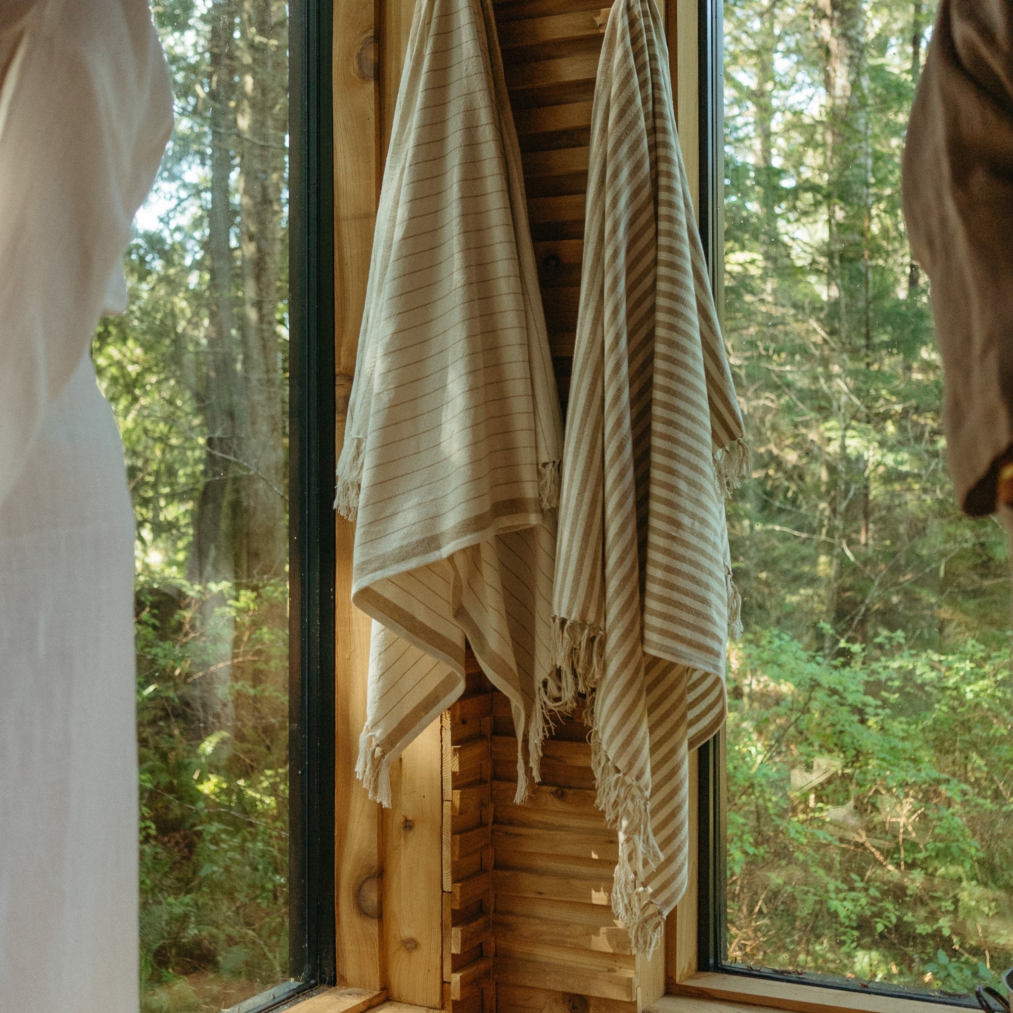 Serviette de Bain Hammam à Rayures Pinstripe | Coton | Sable Chaud