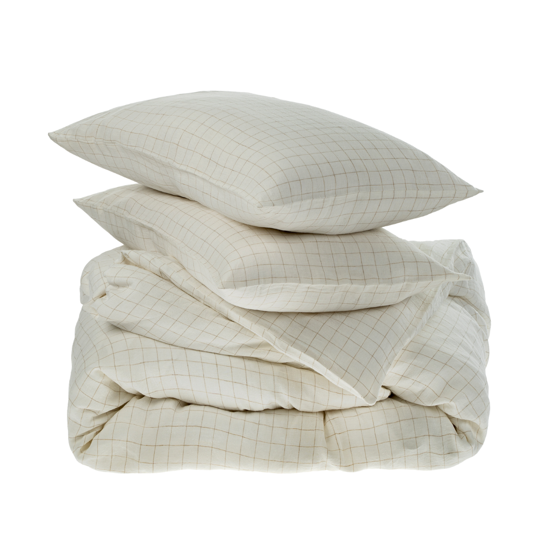 Ensemble de housse de couette Linen Check | Taille King | Lin Européen | Ivoire