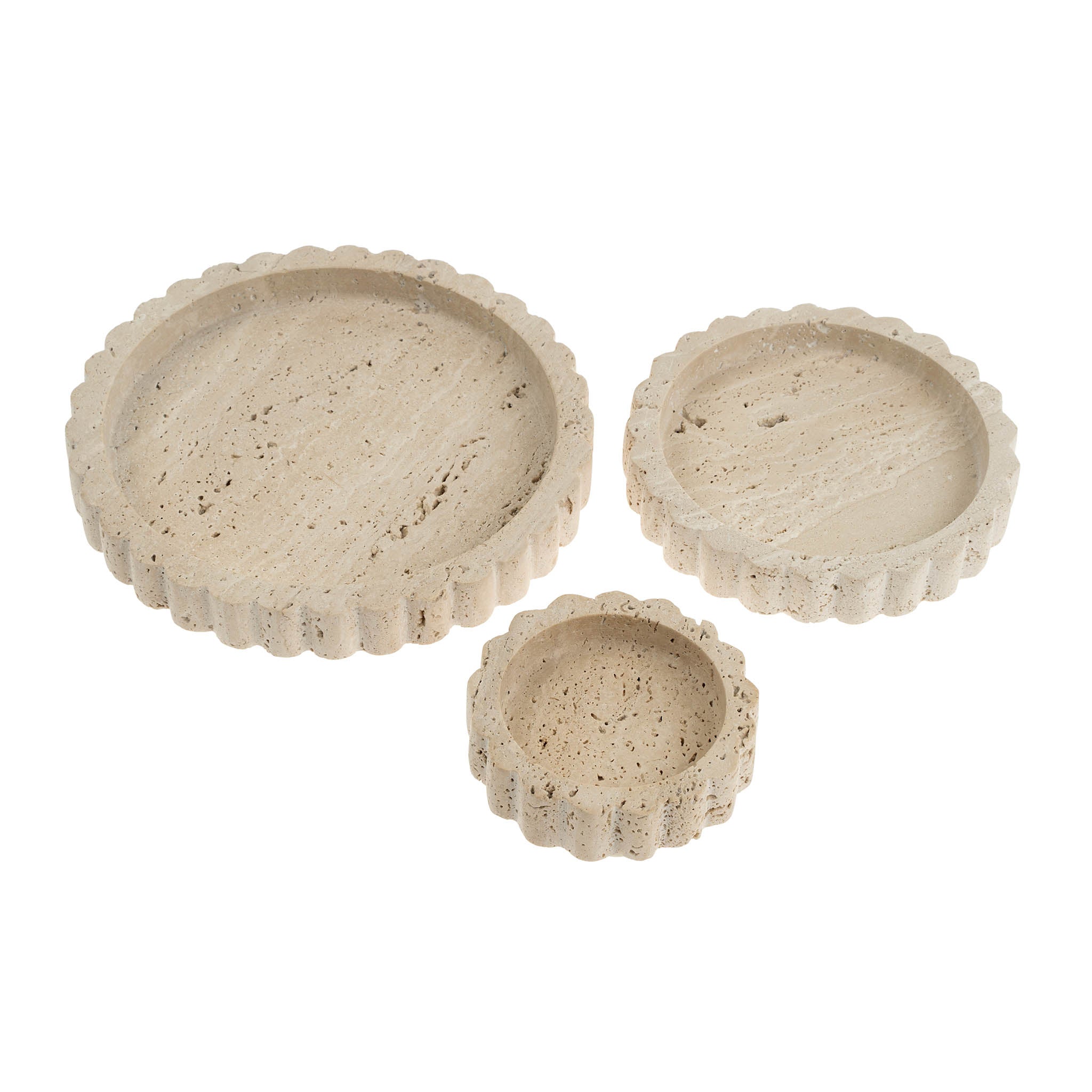 Assiette festonnée en travertin | Moyen | Sculptée à la main