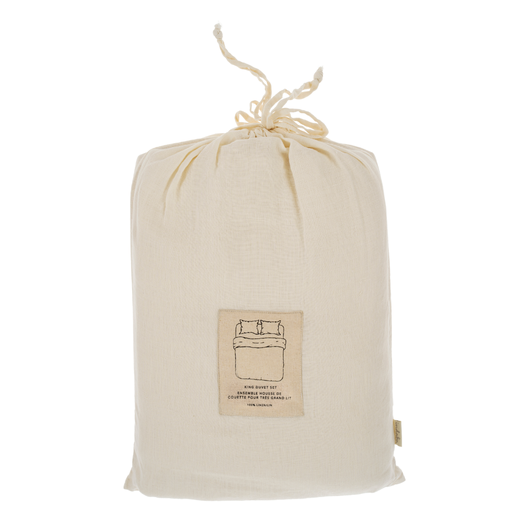 Ensemble de Housse de Couette Reverie en Lin | King | Ivoire