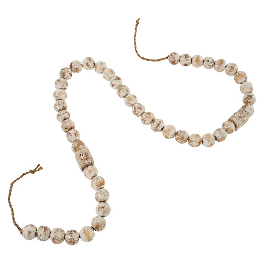 Guirlande de Perles en Bois Blanc | Style Naturel Texturé
