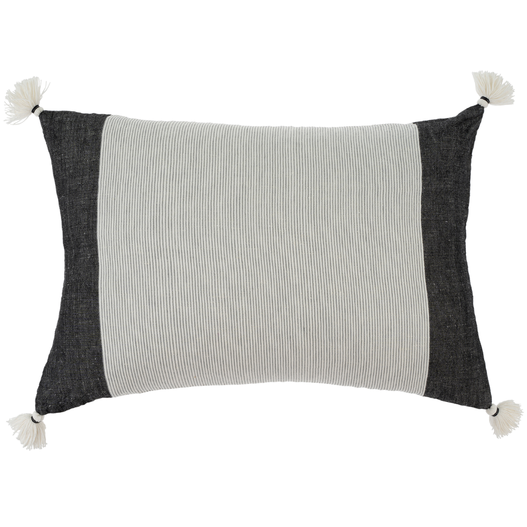 Coussin en lin South Beach | 41 X 61 cm | Rayures fines et détails tissés à la main