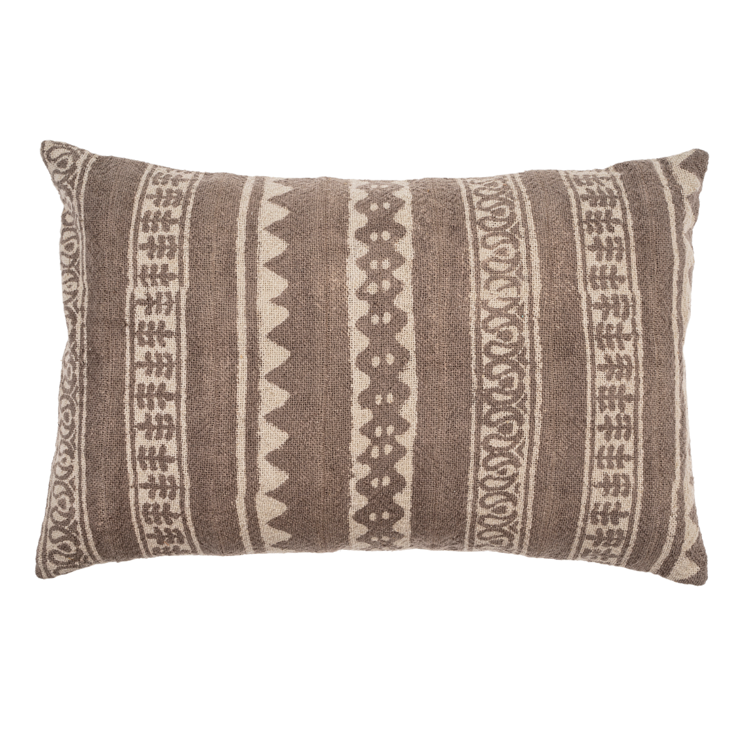 Coussin Carob à Imprimé Dabu | 40 x 60 cm | Taupe