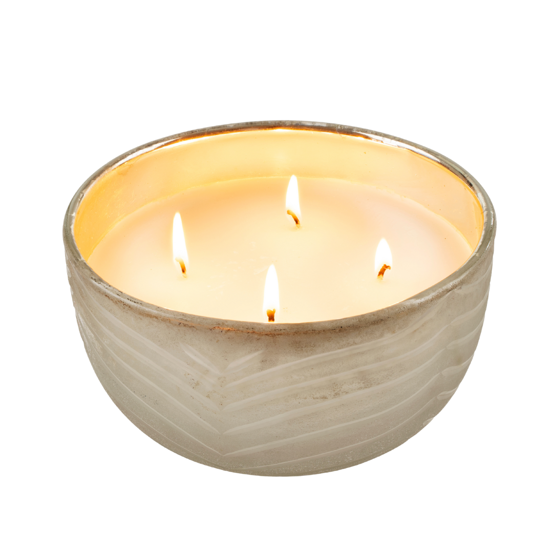 Bol Bougie Feuille d'Argent Amber Spruce | Décor Chic pour Intérieur Cosy