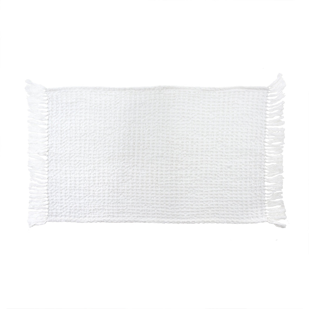 Serviette de main en nid d’abeille blanc, rectangle avec franges sur les côtés