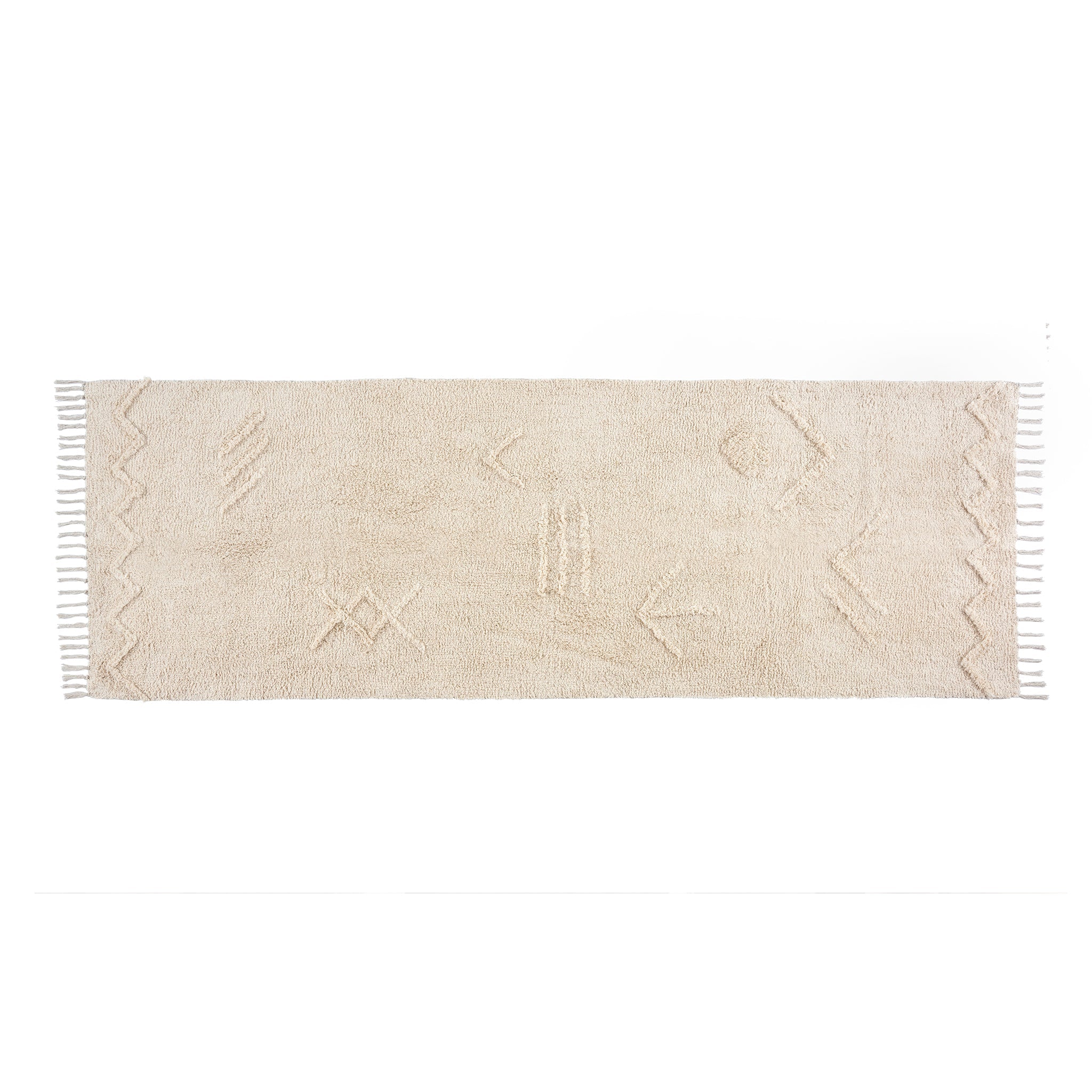 Tapis de Couloir Mari à Motifs Touffetés | 76 x 244 cm | Coton