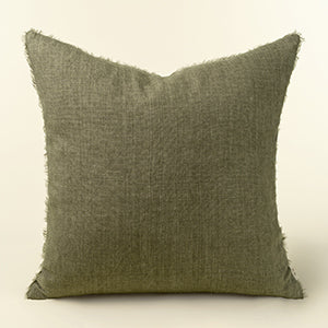 Coussin décoratif en lin Lina olive 24x24