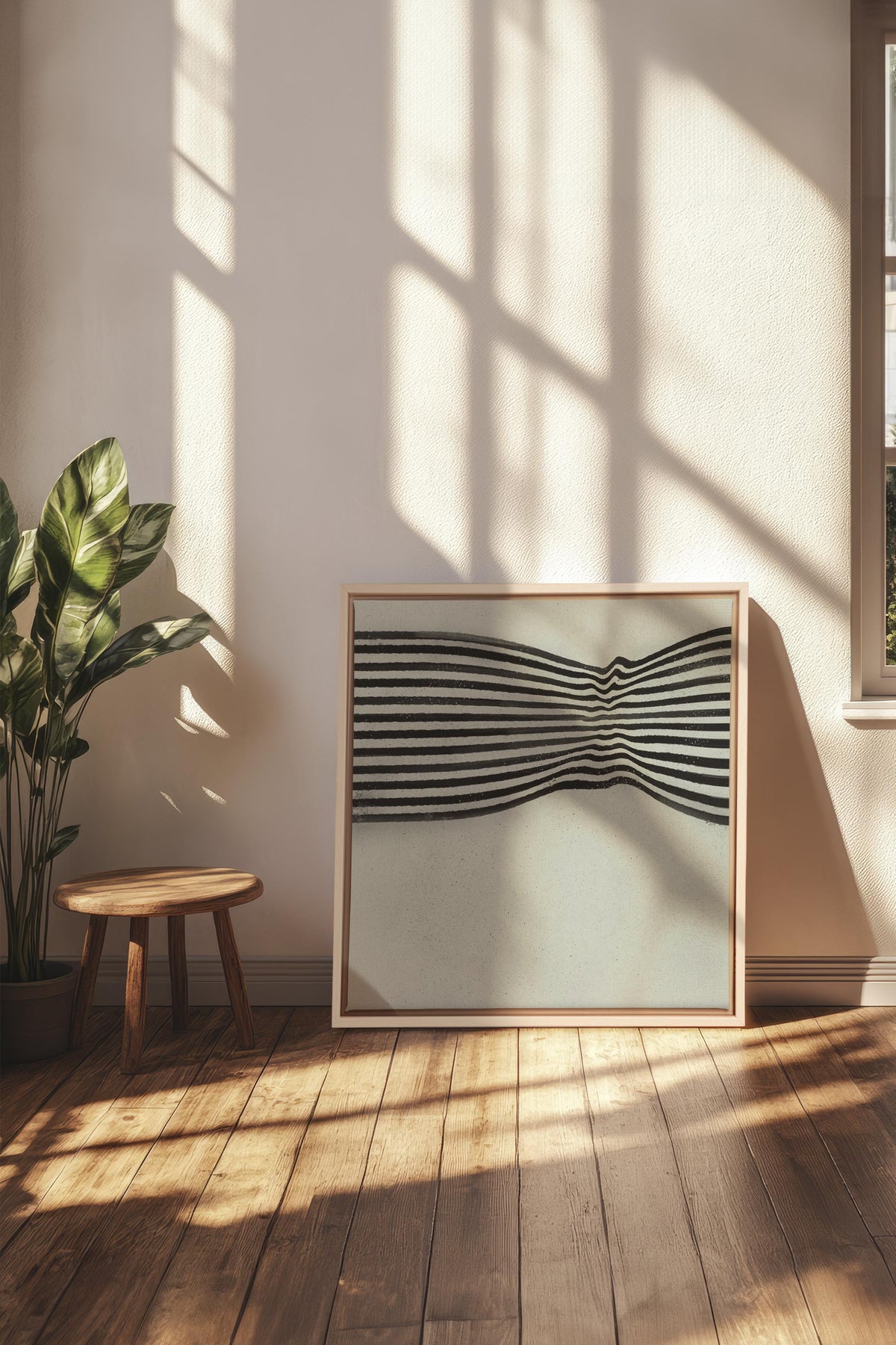 Œuvre sur toile Infinite Stripes | Art abstrait noir et beige
