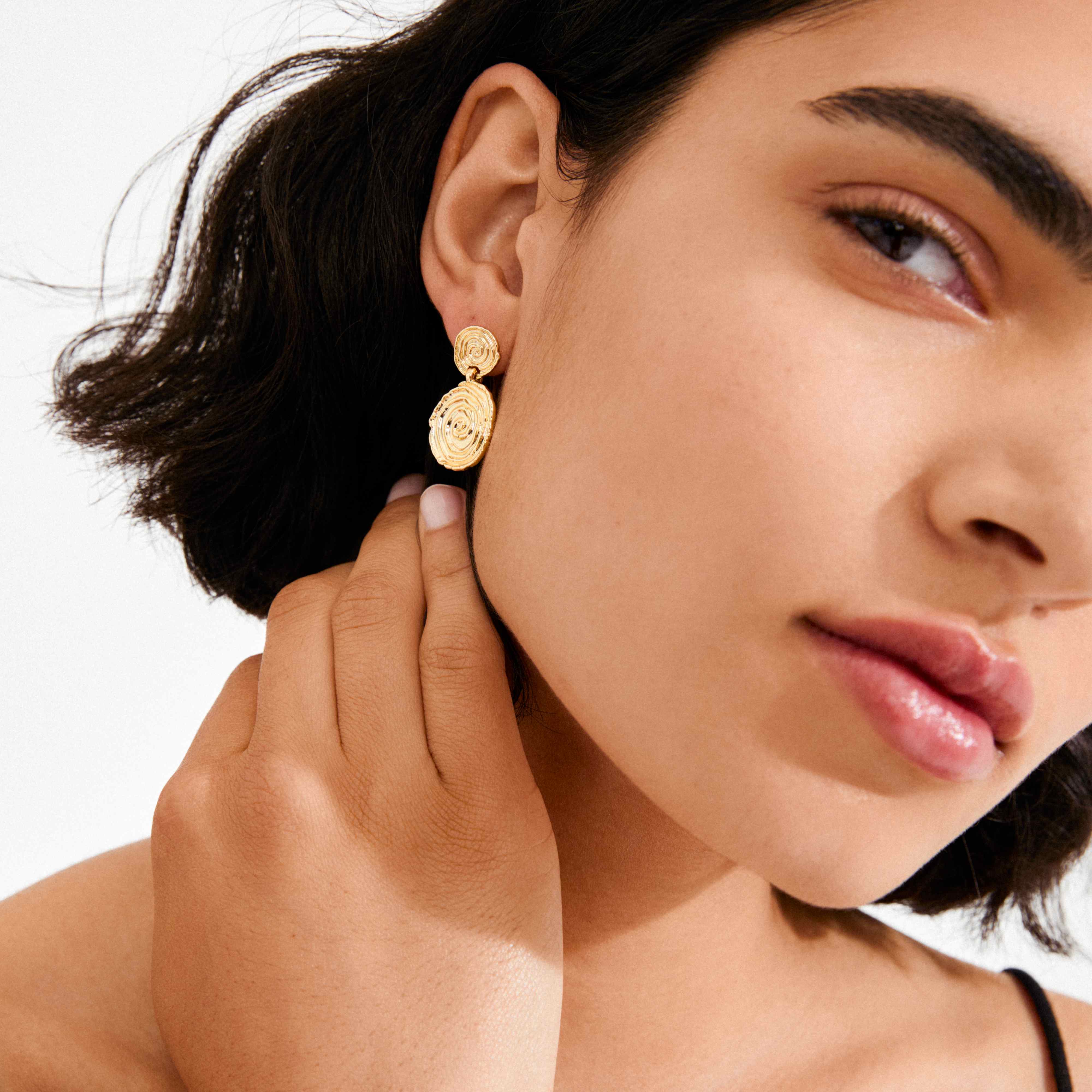 AIR recycled spiral coin pendant earrings