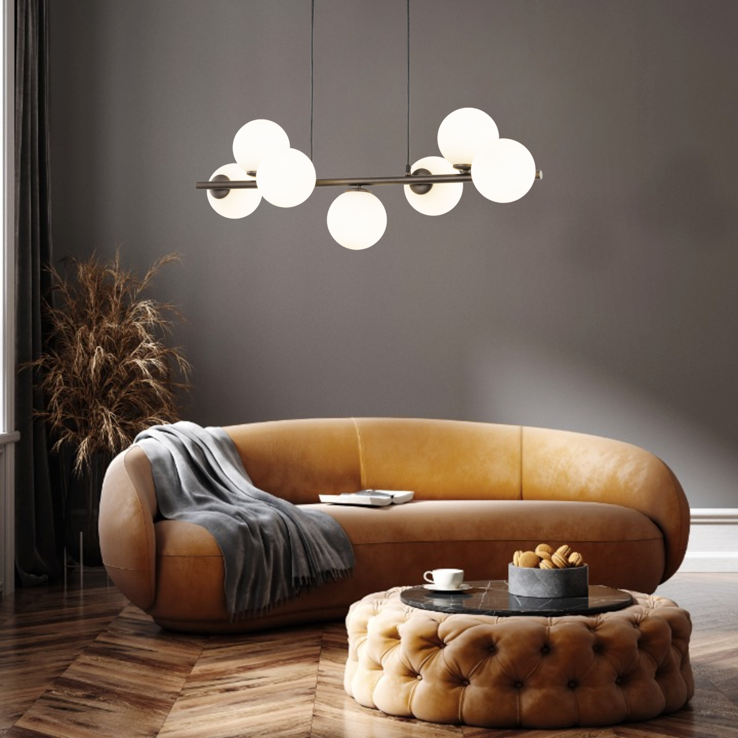 Lampe Suspendue ESTERA Scandinave 7 Lumières | Suspension Moderne en Verre et Métal