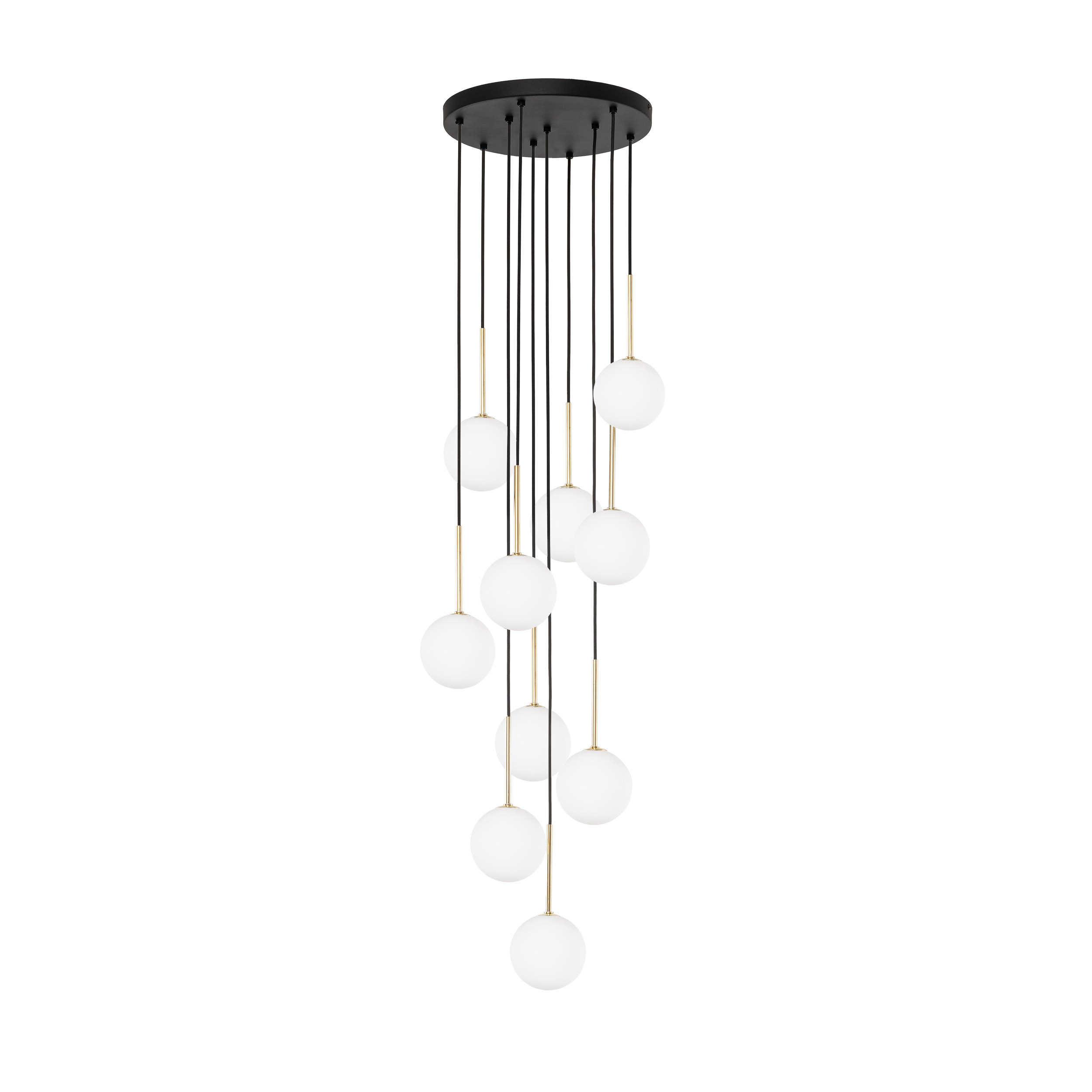 Lampe Suspendue NILOS Scandinave 10 Lumières | Suspension Moderne en Verre, Métal et Or
