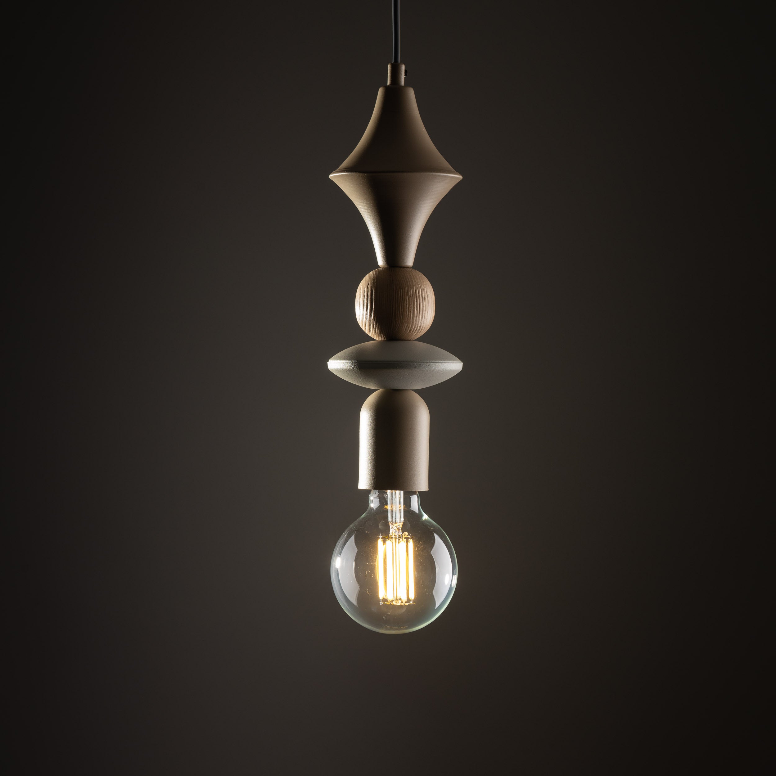 Lampe Suspendue Scandinave TOWER Beige | Suspension Moderne en Bois