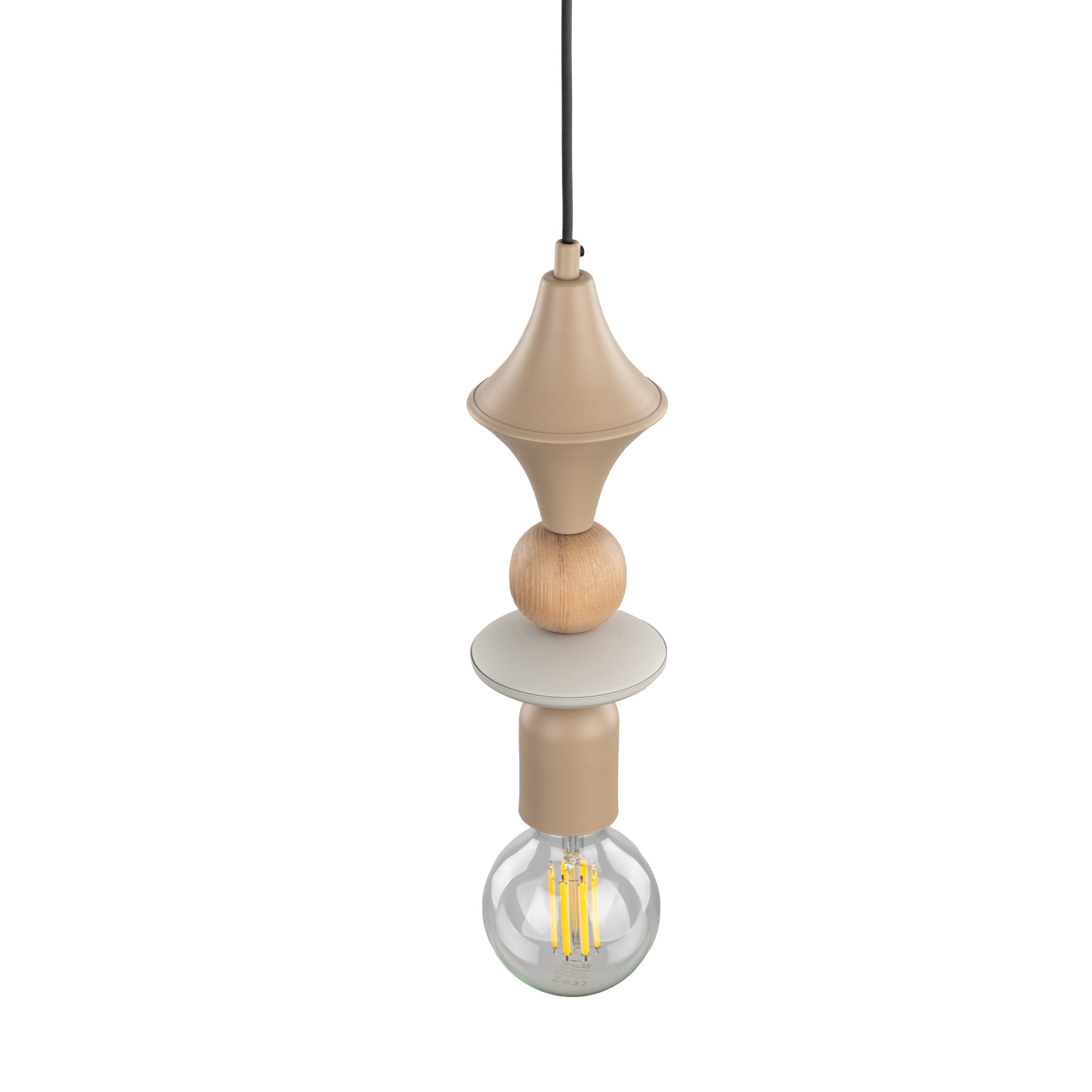 Lampe Suspendue Scandinave TOWER Beige | Suspension Moderne en Bois