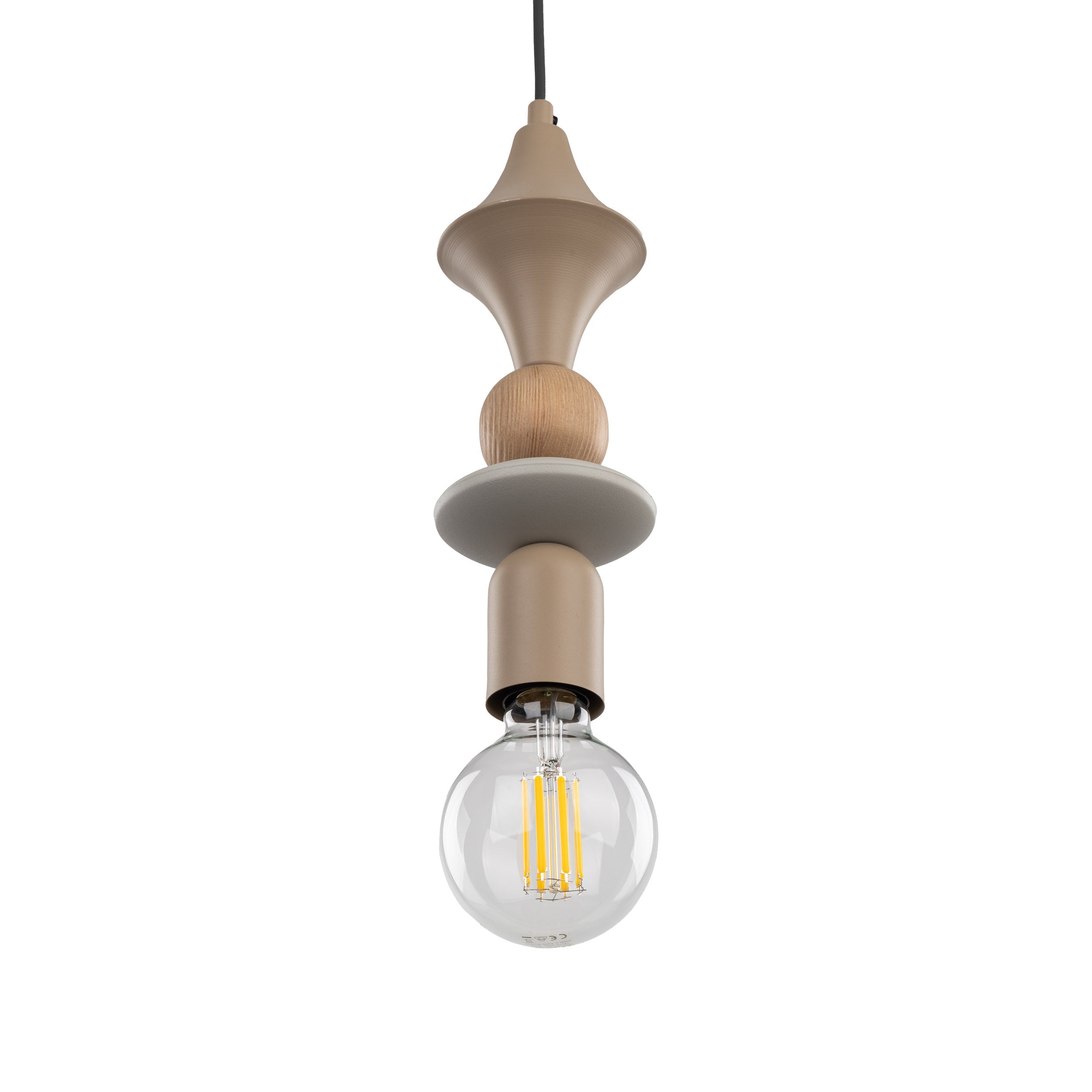 Lampe Suspendue Scandinave TOWER Beige | Suspension Moderne en Bois