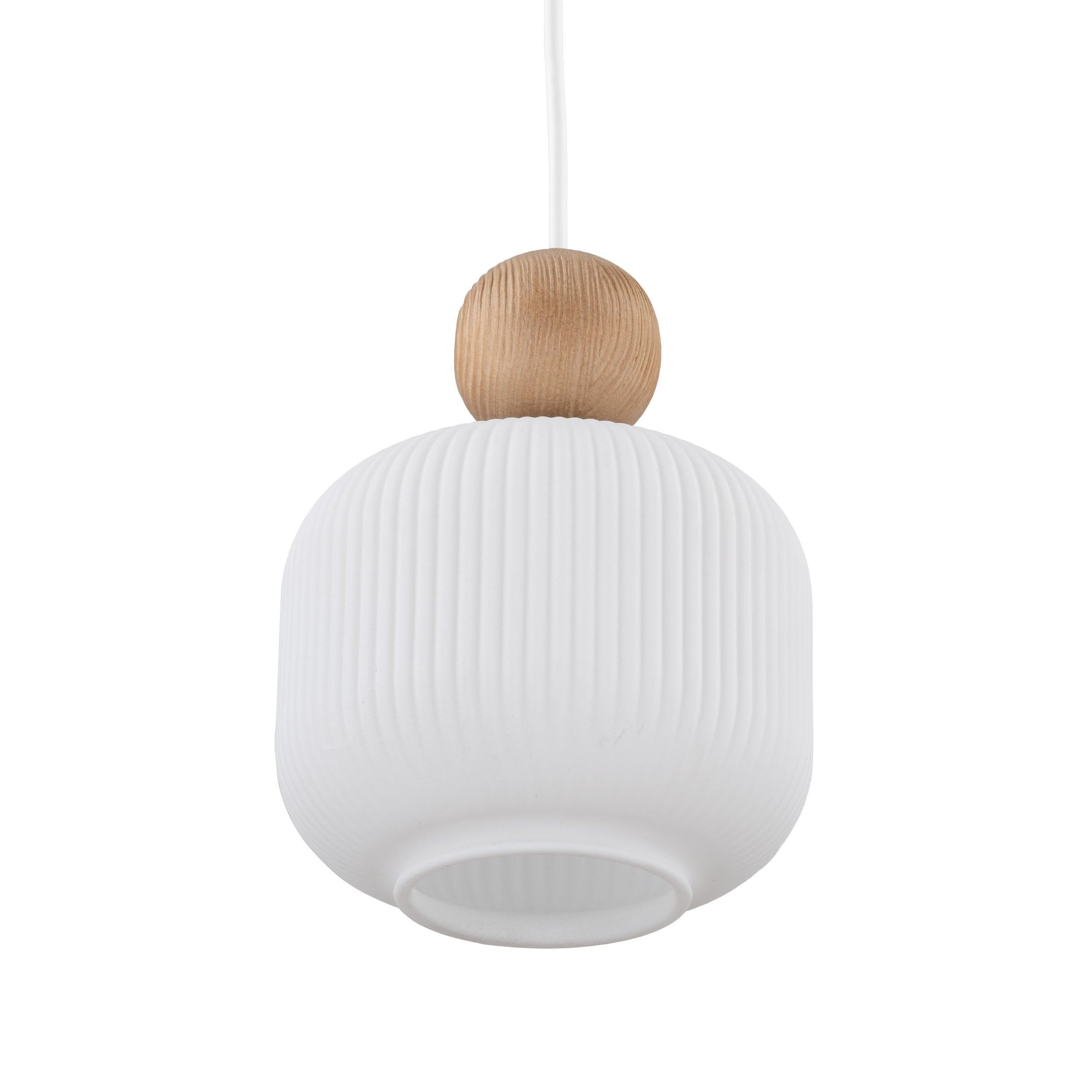 Lampe à Suspension Scandinave Ballo | Verre Soufflé à la Main et Bois Naturel
