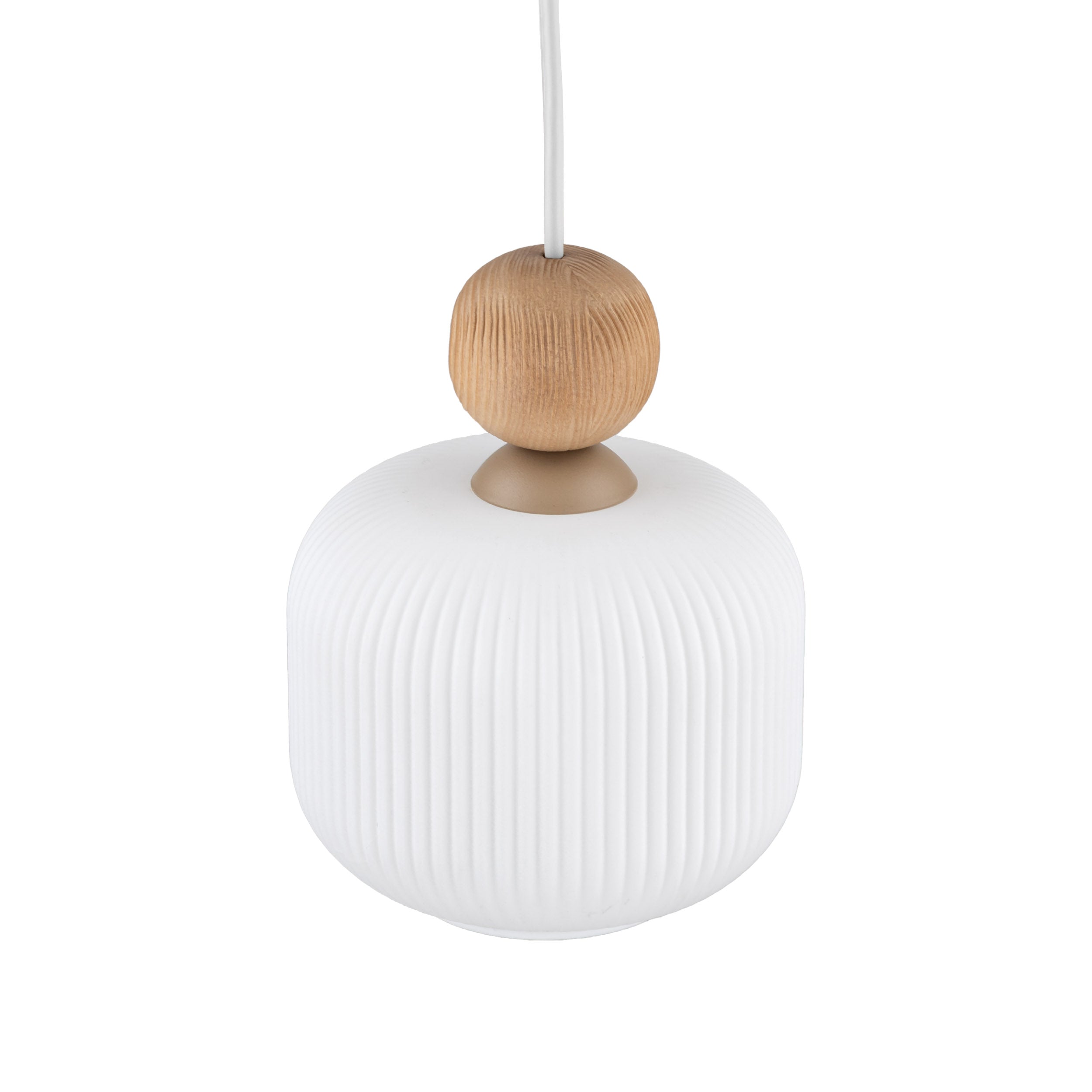 Lampe à Suspension Scandinave Ballo | Verre Soufflé à la Main et Bois Naturel