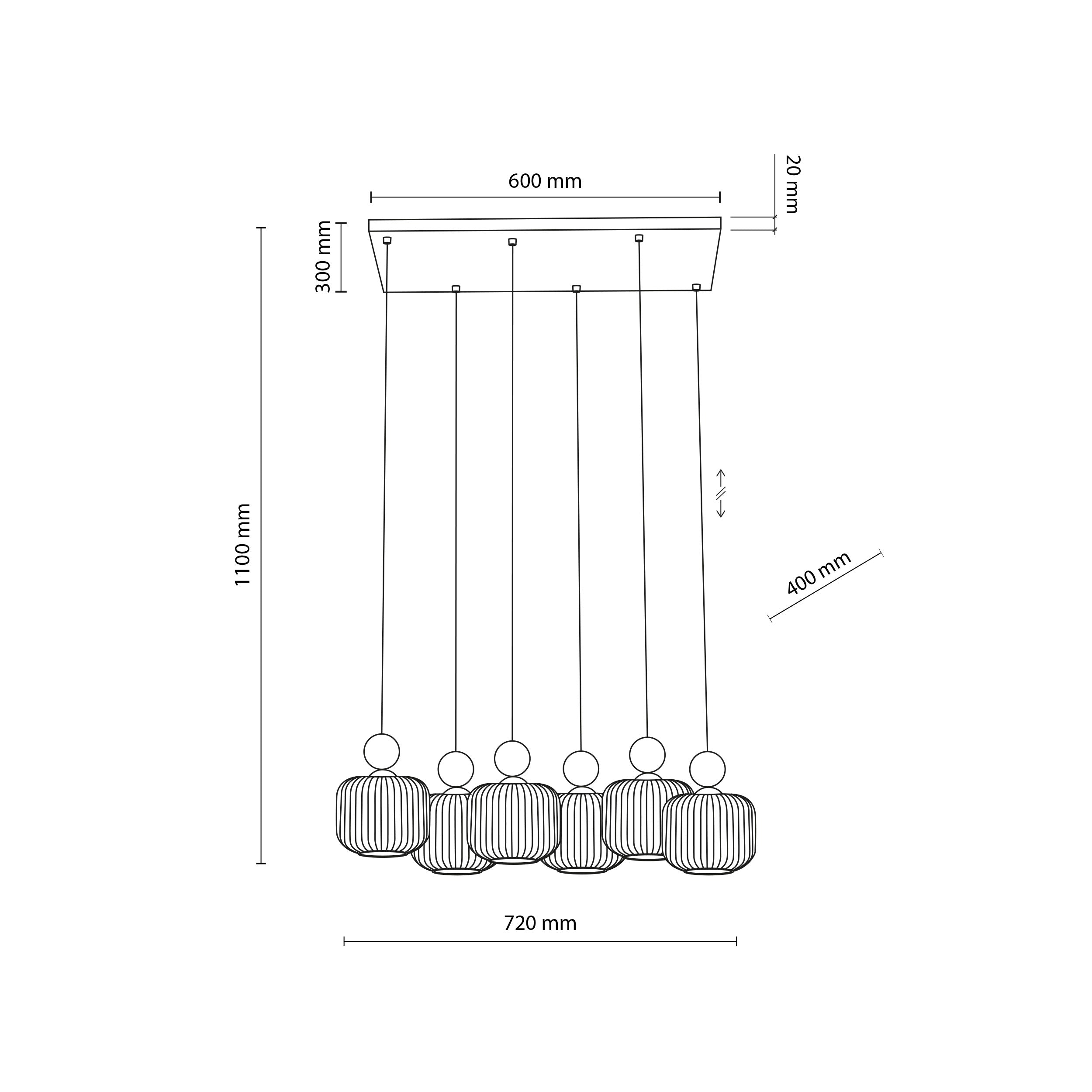 Lampe à Suspension Scandinave Ballo 6 | Verre Soufflé et Bois Naturel