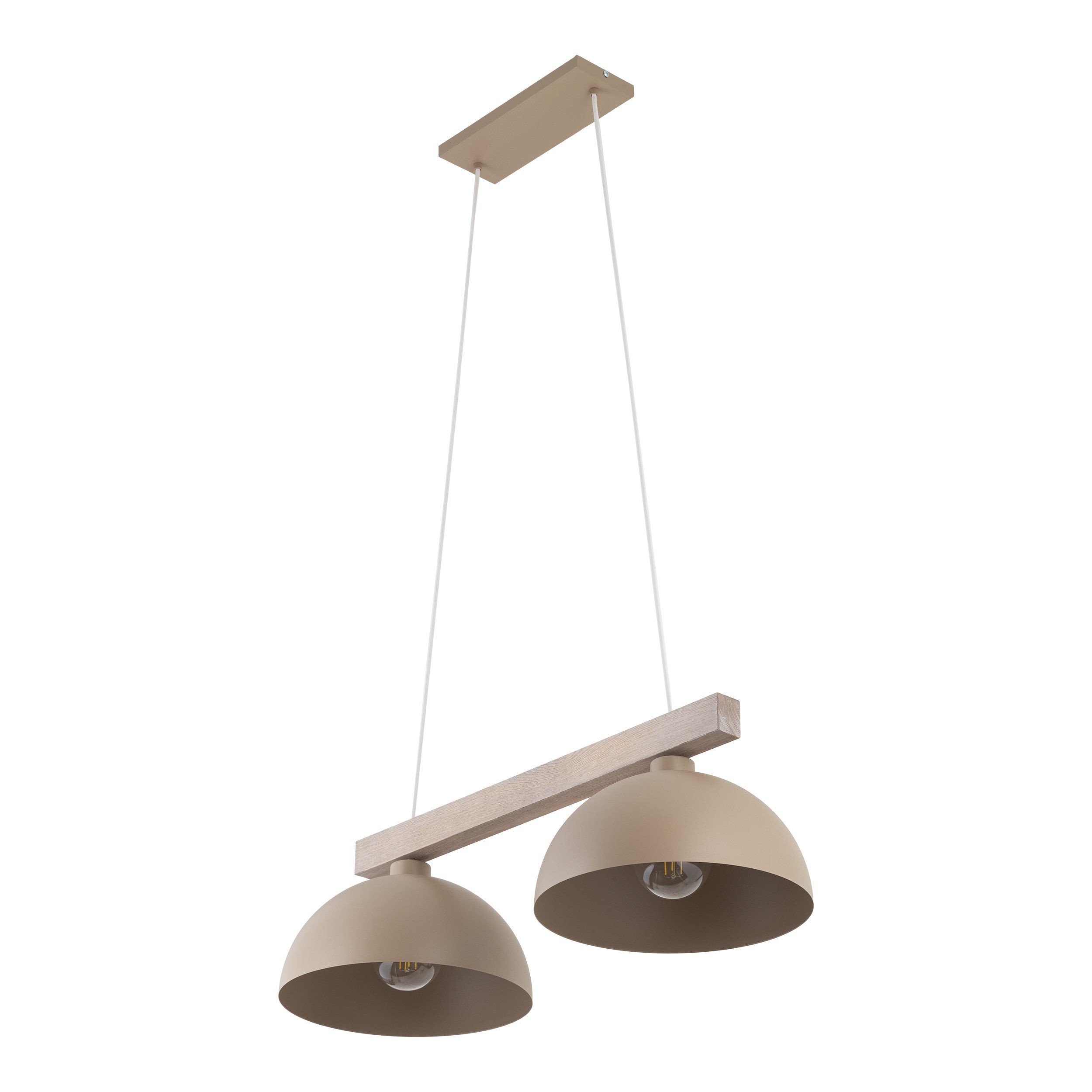 Lampe Suspendue Scandinave OSLO Beige | Suspension Design Industriel en Bois et Métal