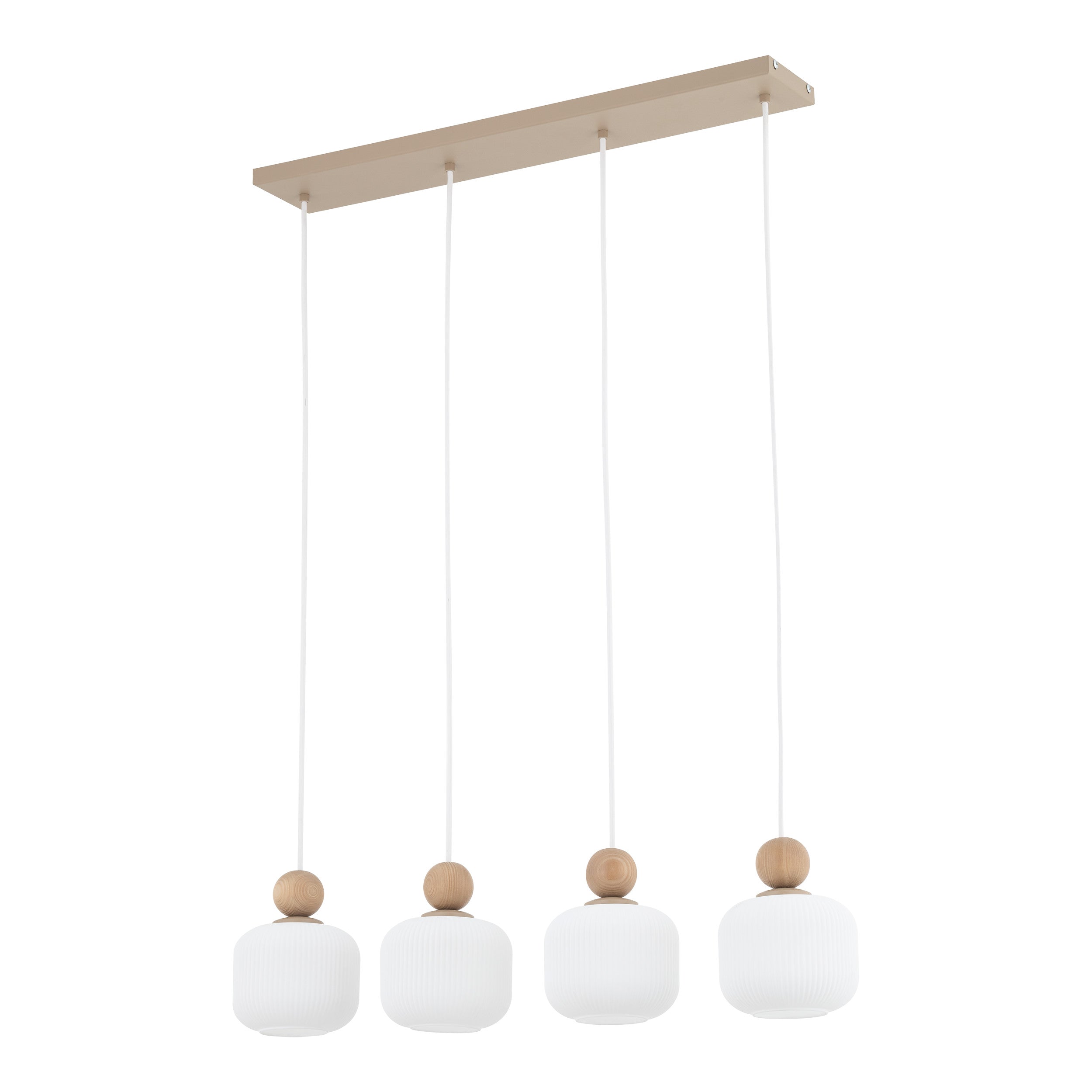 Lampe Suspendue Ballo Scandinave 4 Lumières | Suspension en Verre Soufflé et Bois