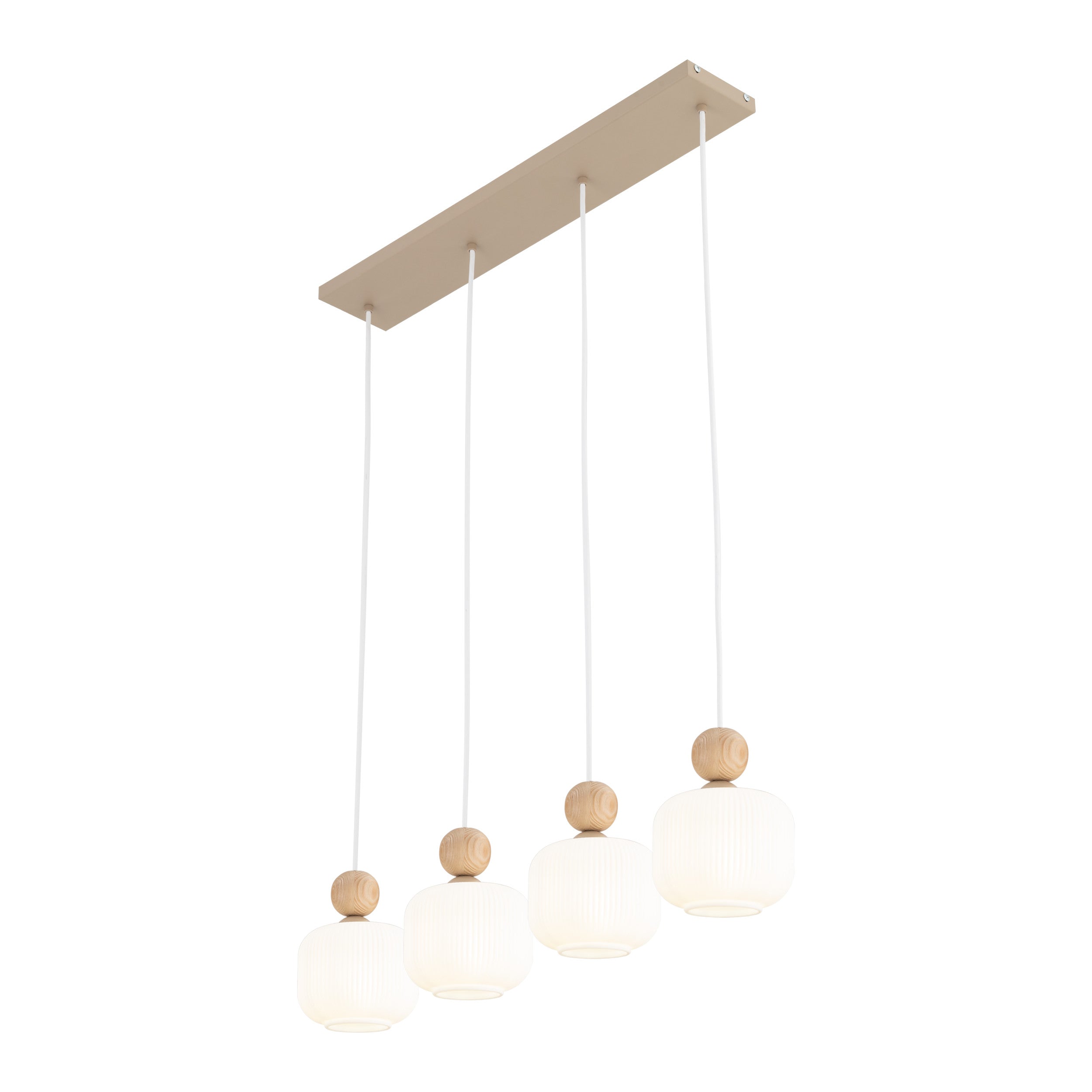 Lampe Suspendue Ballo Scandinave 4 Lumières | Suspension en Verre Soufflé et Bois