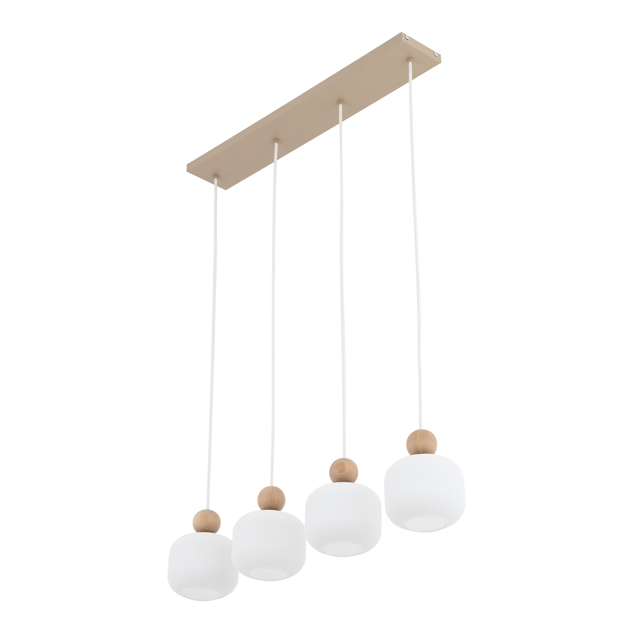 Lampe Suspendue Ballo Scandinave 4 Lumières | Suspension en Verre Soufflé et Bois
