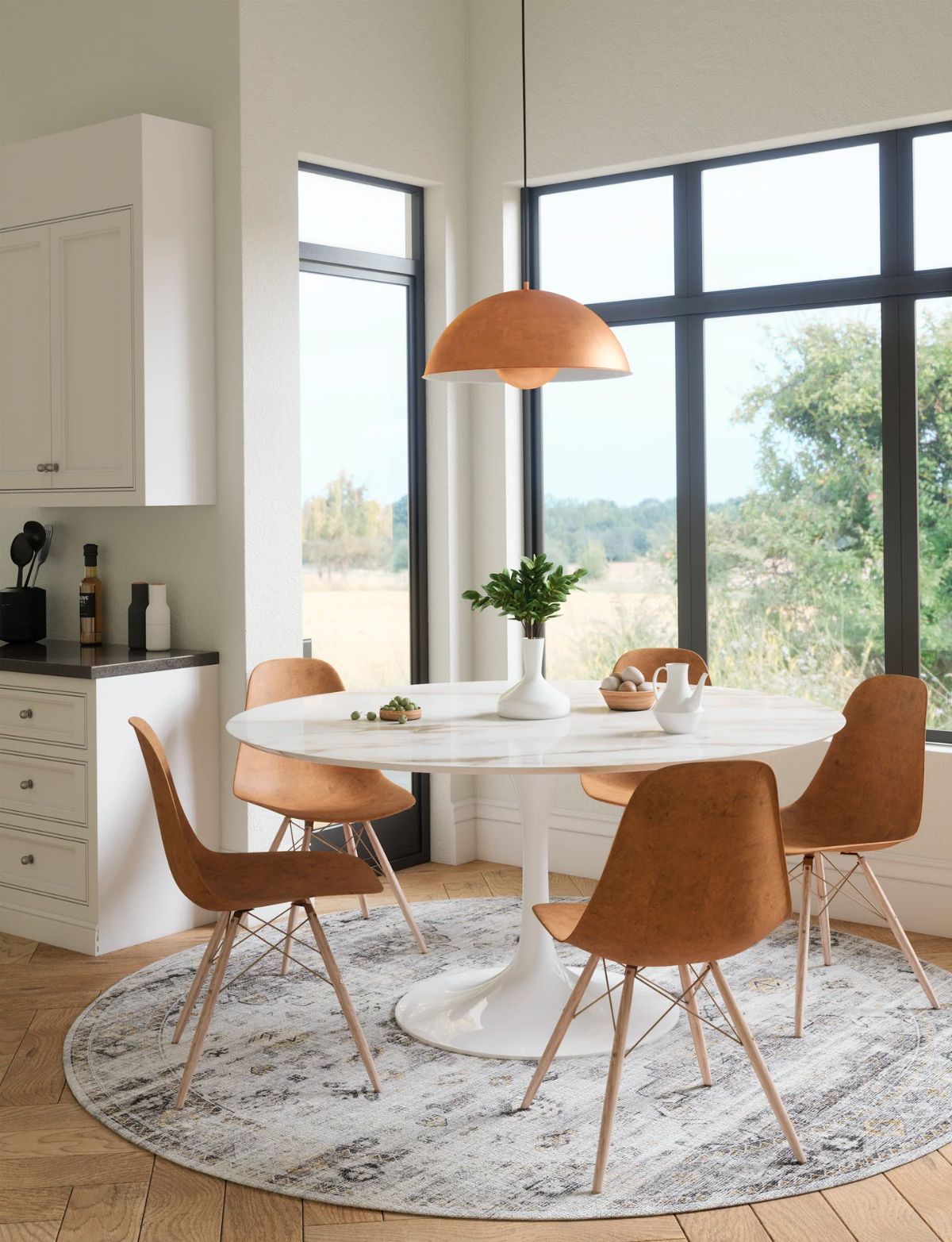 Tapis Kyra argent, gris et blanc | Motif d’inspiration persane