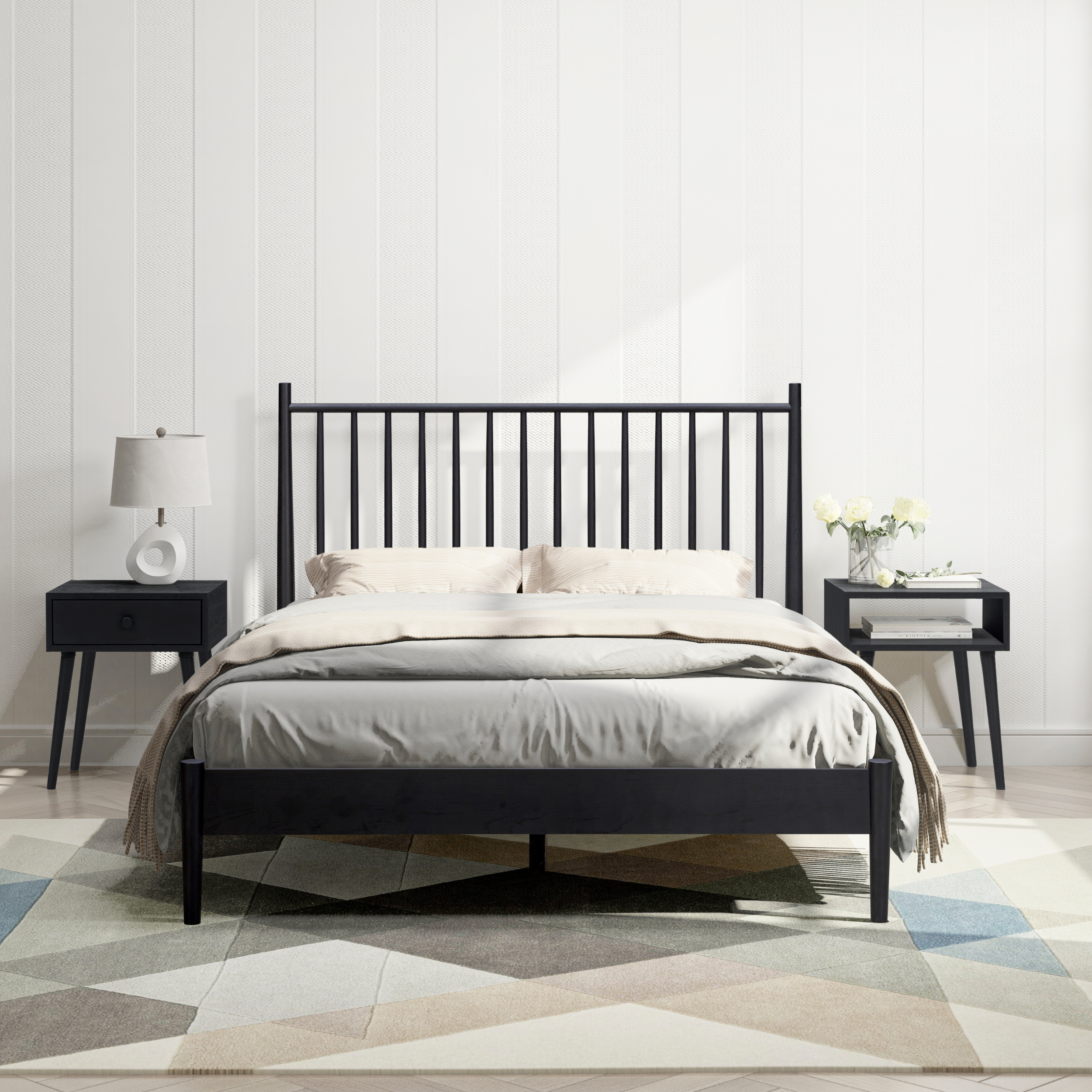 Cadre de lit en bois massif Inno | Design côtier moderne | Bois certifié FSC®