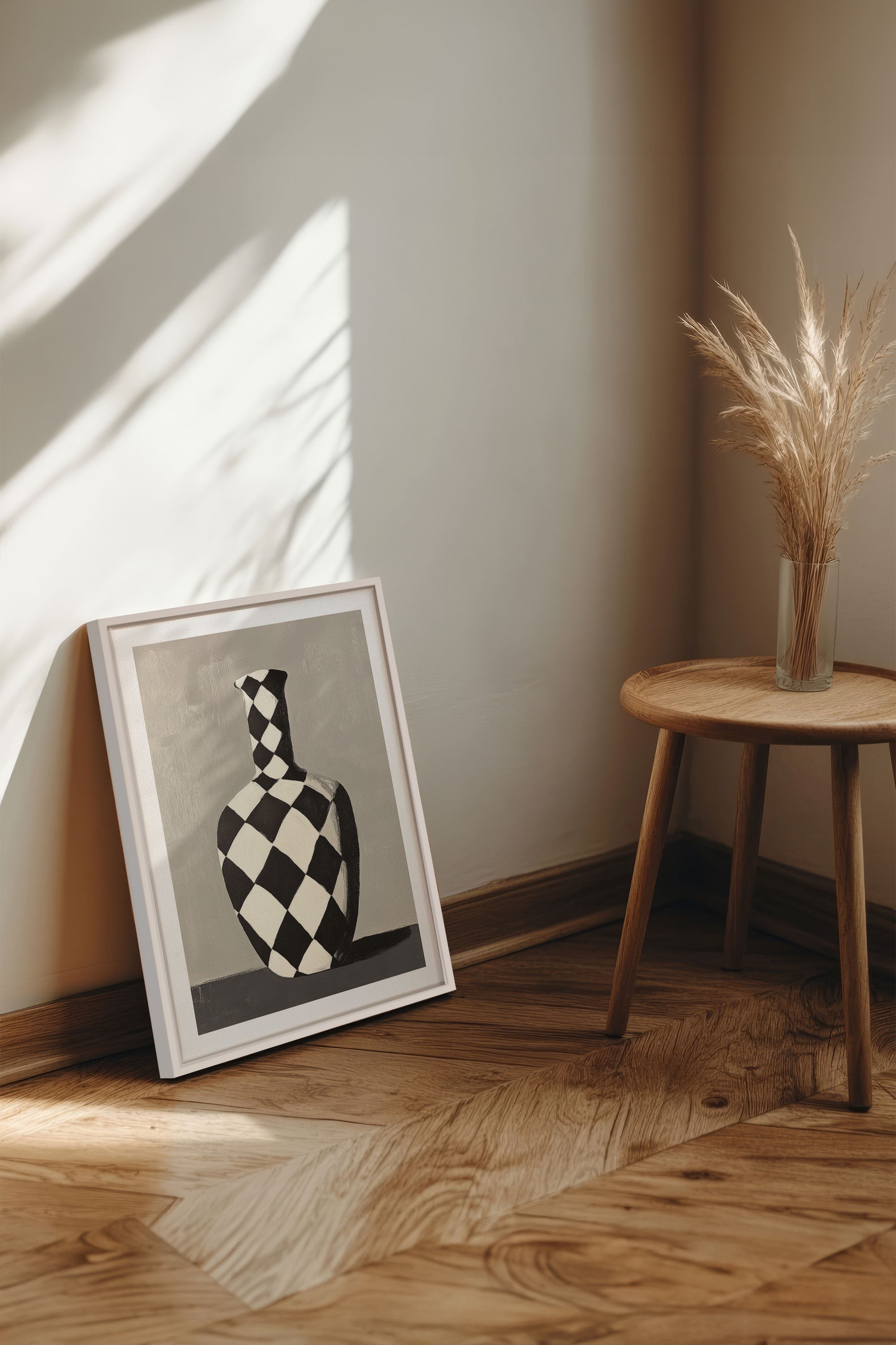 VASE EN DAMIER, Oeuvre sur toile étirée