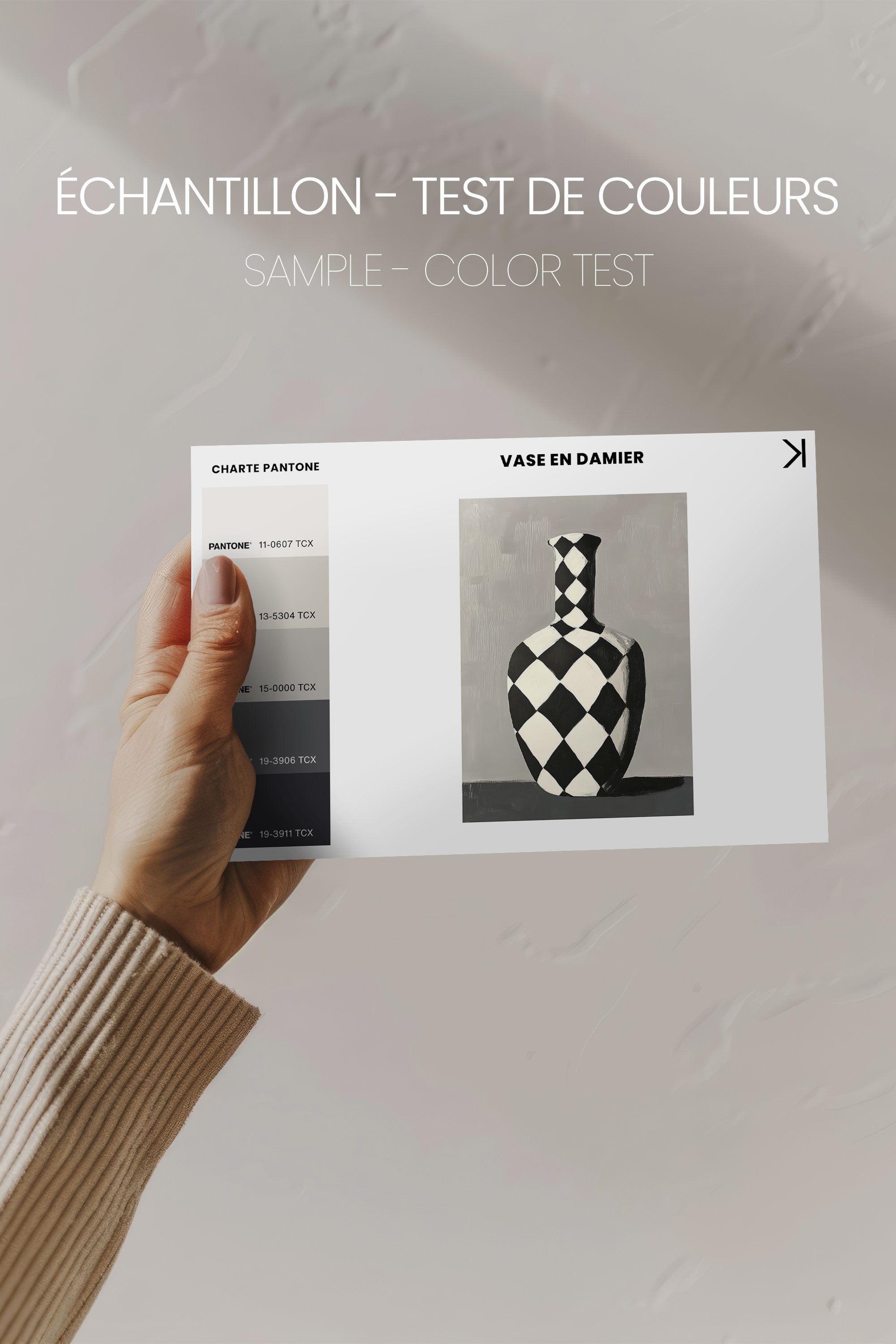 VASE EN DAMIER, Oeuvre sur toile étirée