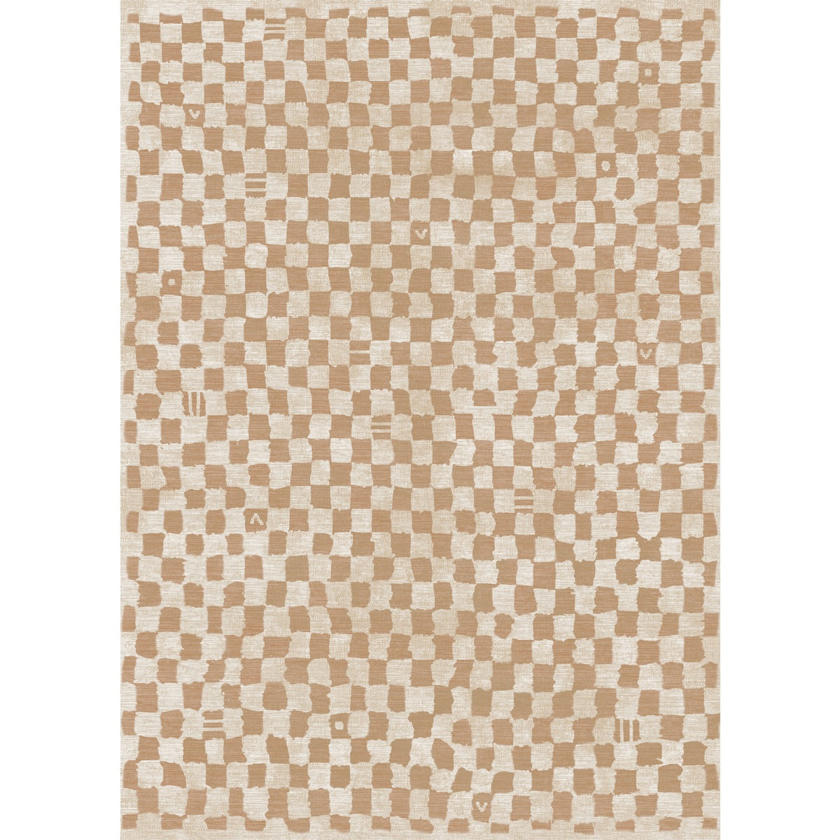 Tapis Metro à carreaux beige naturel & corail | Inspiration marocaine minimaliste