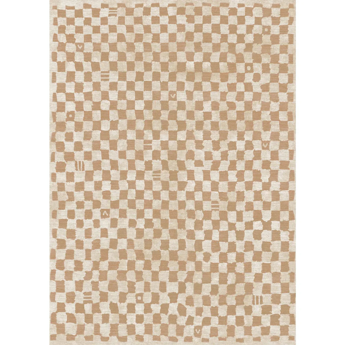 Tapis Metro à carreaux beige naturel & corail | Inspiration marocaine minimaliste