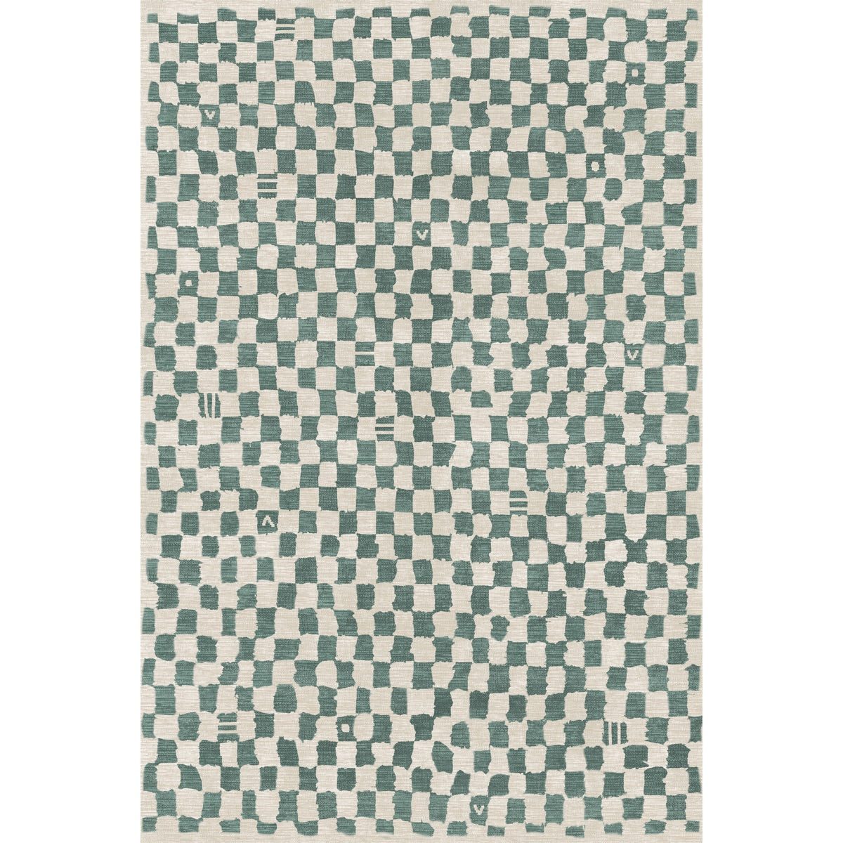 Tapis Metro Vert Ardoise & Blanc | Motif Marocain à Carreaux