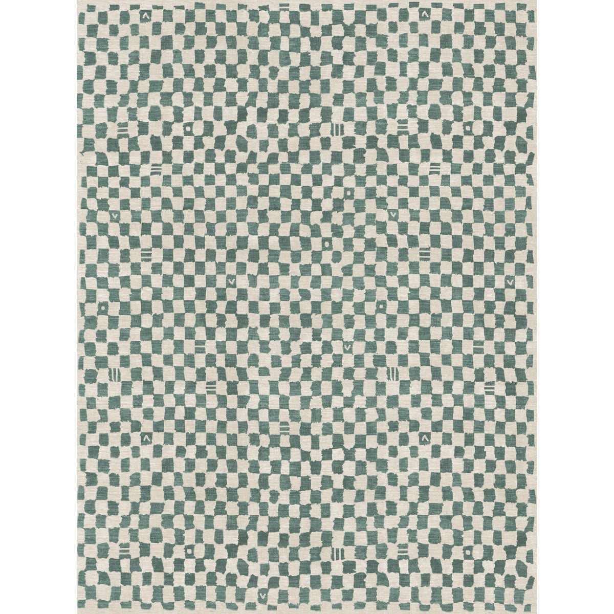 Tapis Metro Vert Ardoise & Blanc | Motif Marocain à Carreaux