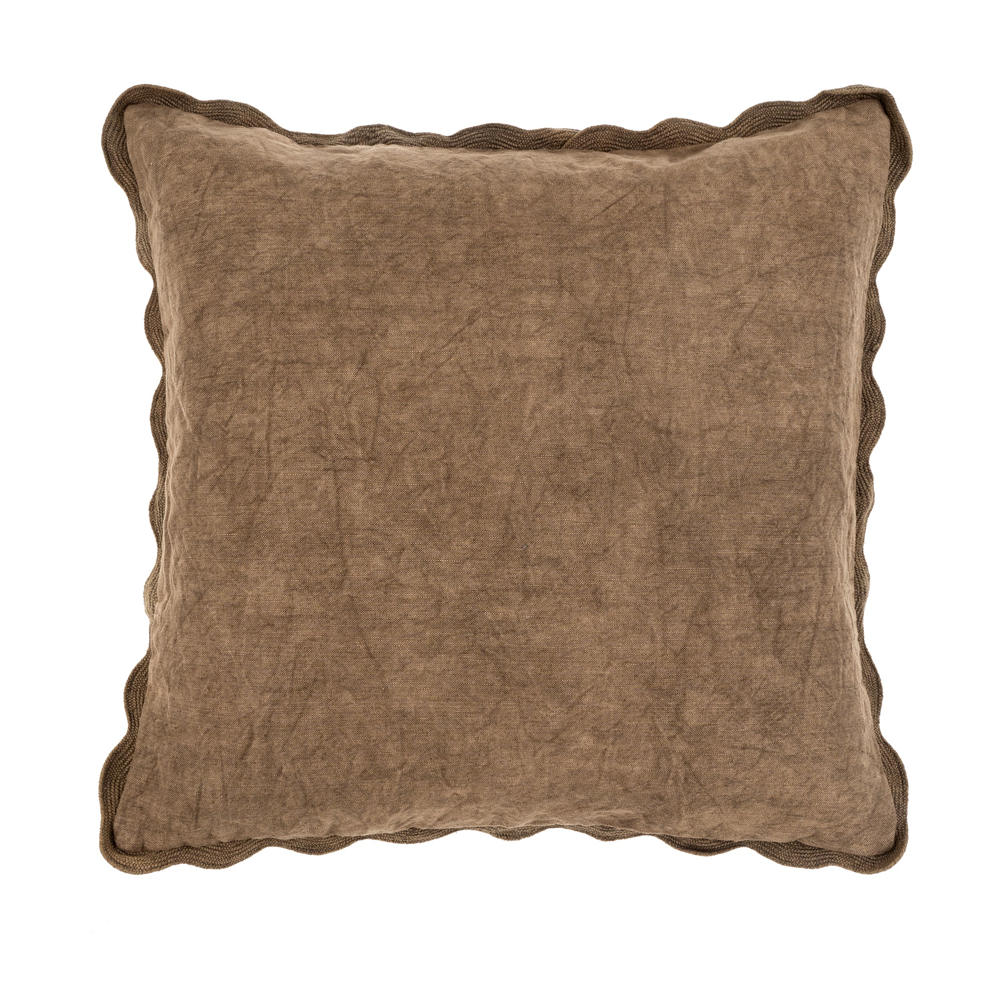 Coussin à bord festonné | Coton & Lin | Vison | Indaba