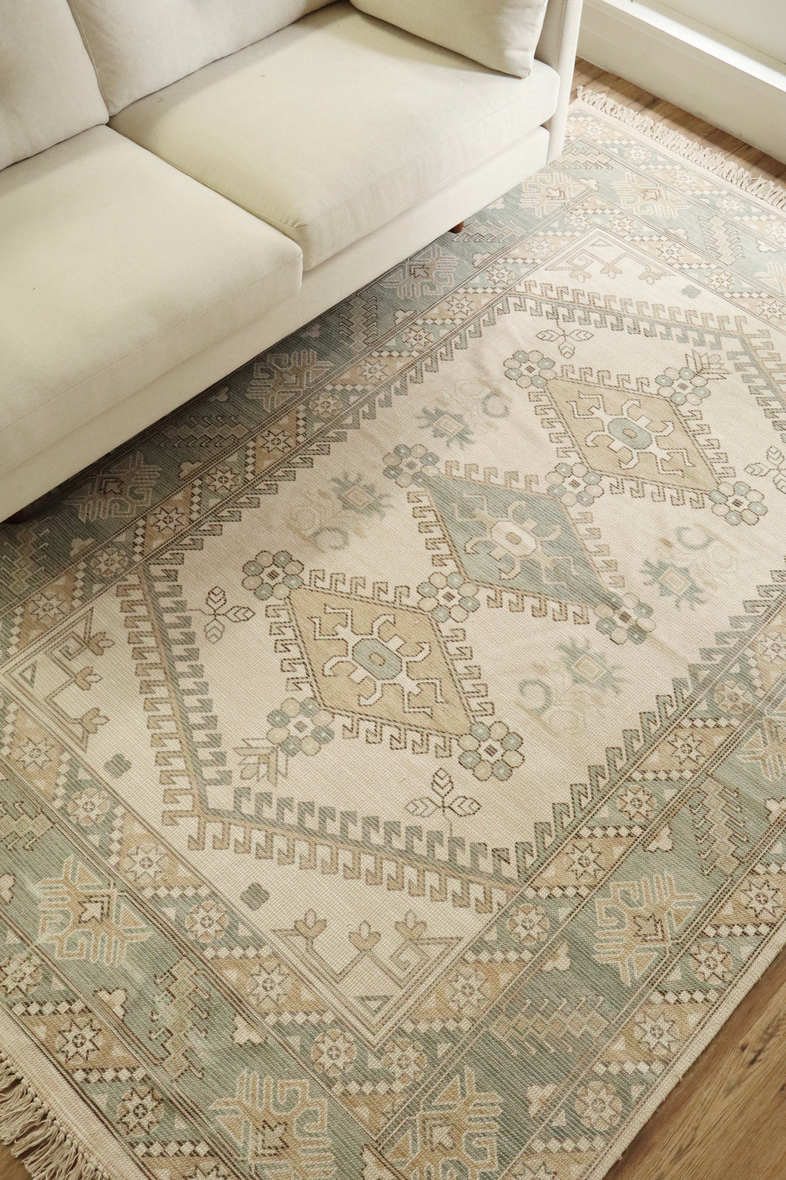 Tapis Iman Style Turc Vintage en Coton Recyclé | 274 x 183 cm