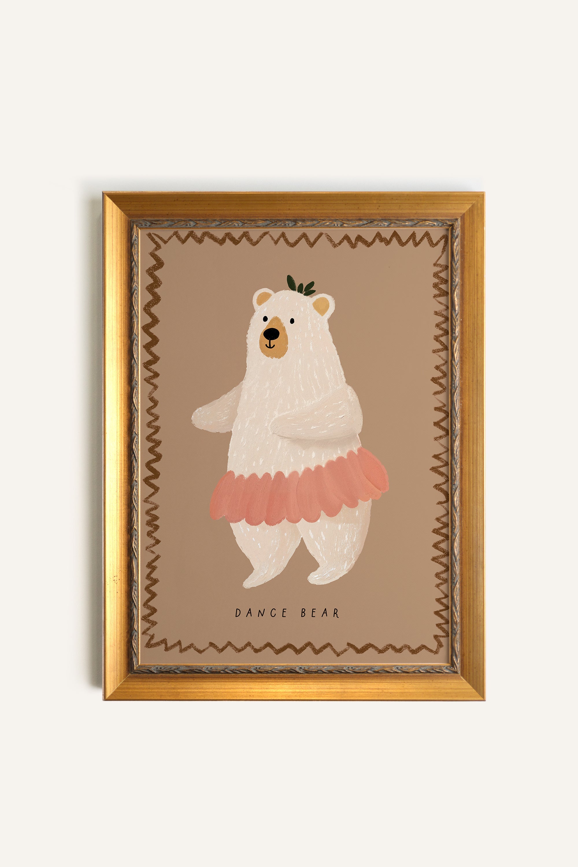 OURS DANSEUR, CADRE VINTAGE OR