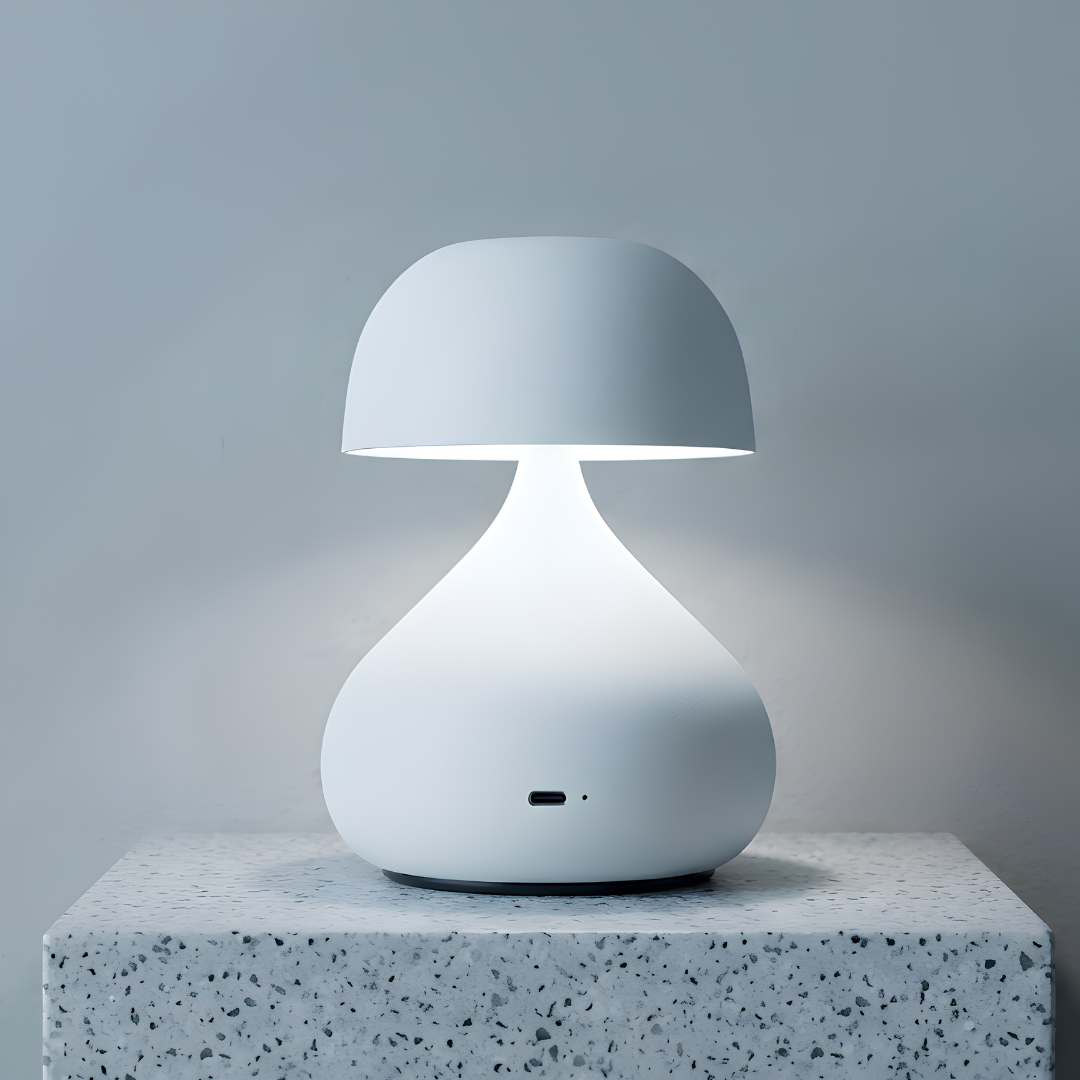 Lampe champignon LED portative en métal Good Planet blanc