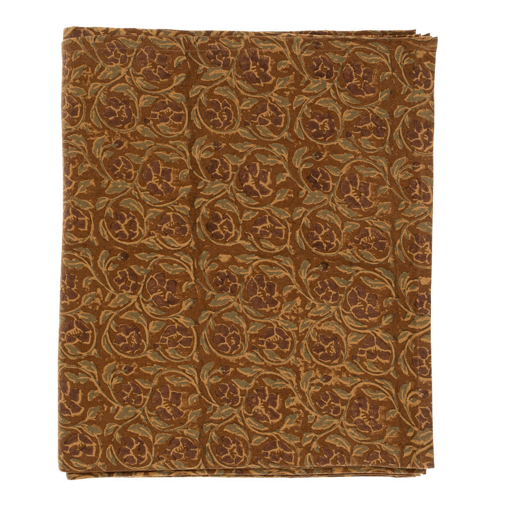 Nappe Mayur à Imprimé au Tampon | Fait à la Main | Lin et Coton