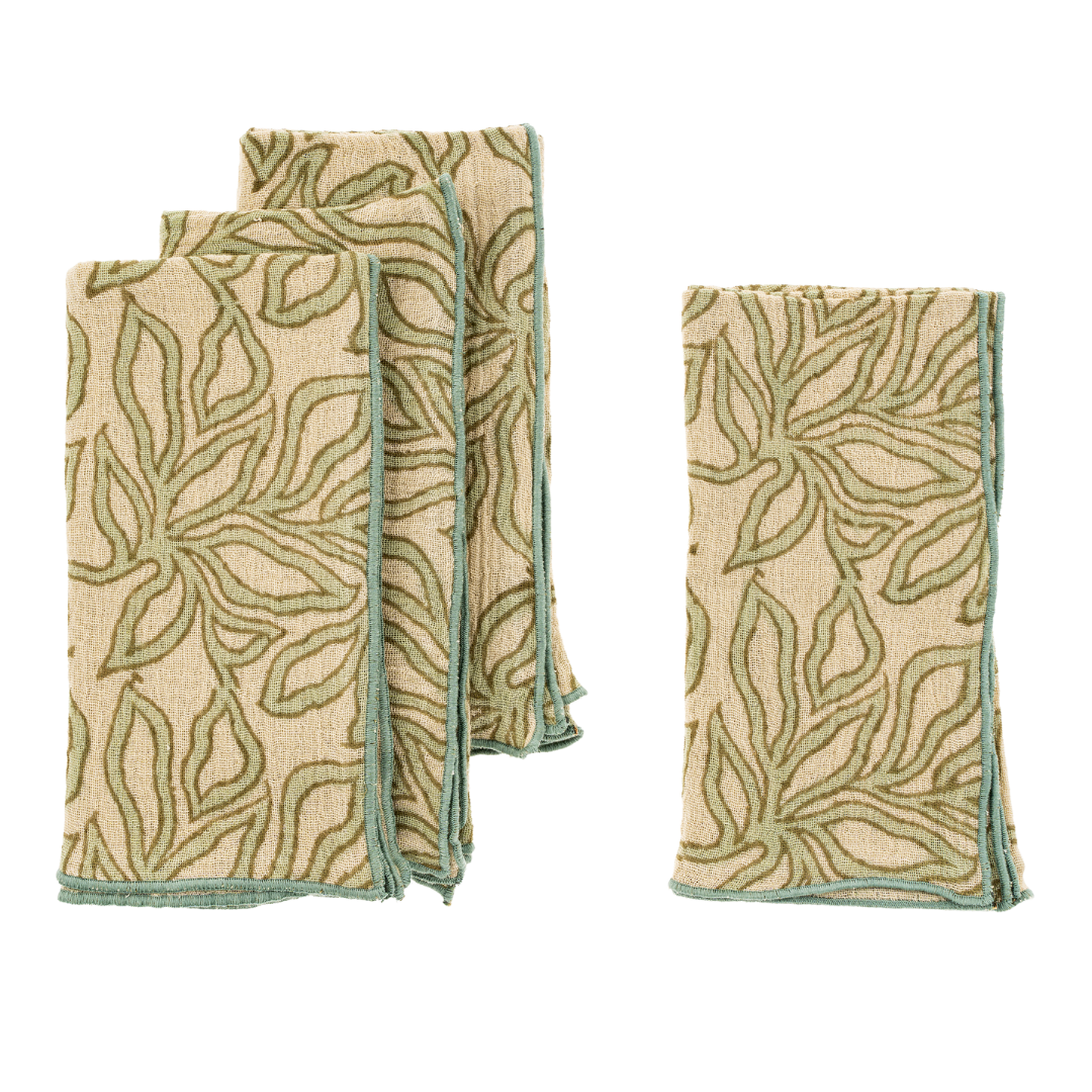 Serviettes de table Nori fait à la main | Ensemble de 4 | Coton biologique