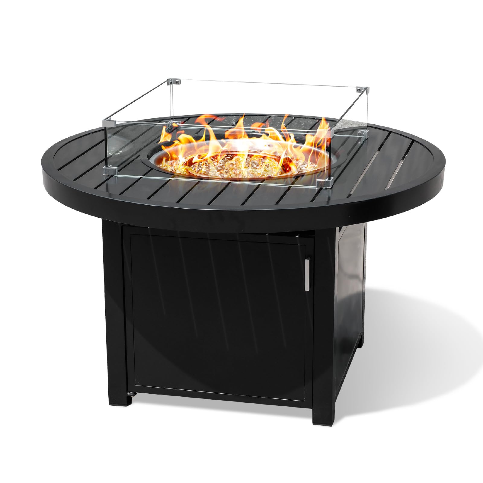 42-inch Round Propane Outdoor Fire Pit Table | Powder-Coated Aluminum | 50,000 BTU