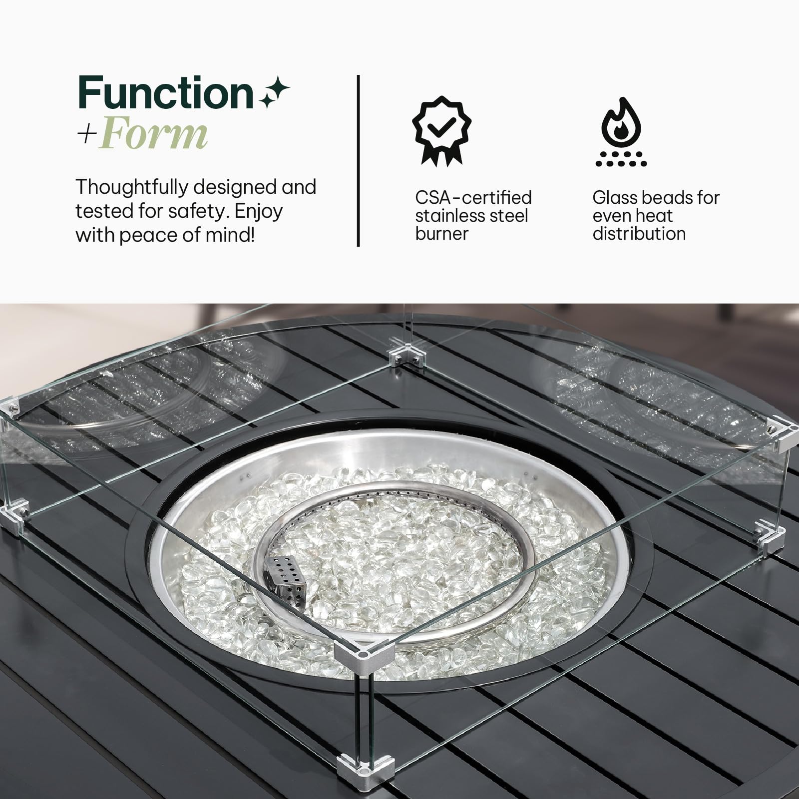 Table foyer extérieure au propane | 50 000 BTU | Aluminium | Couvercle inclus