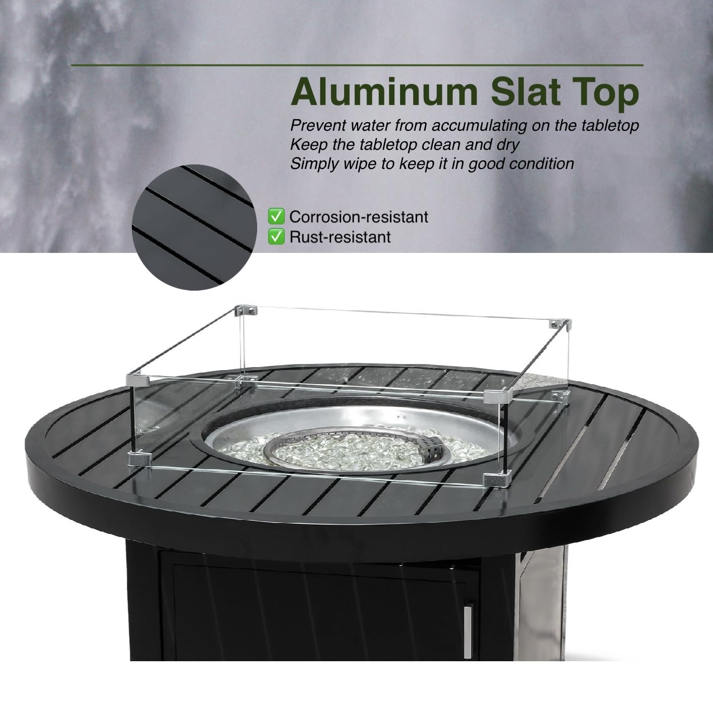 Table foyer extérieure au propane | 50 000 BTU | Aluminium | Couvercle inclus