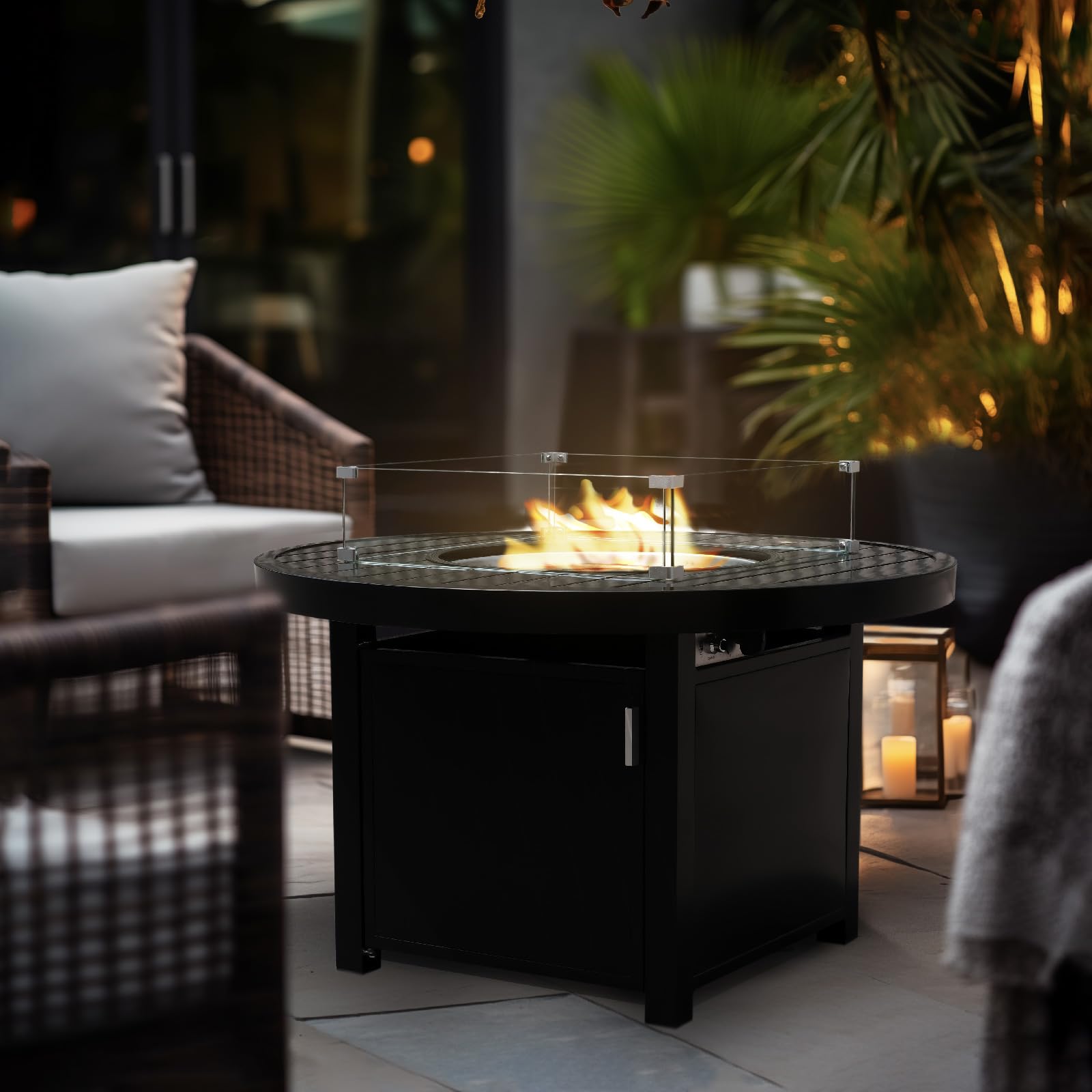 Table foyer extérieure au propane | 50 000 BTU | Aluminium | Couvercle inclus