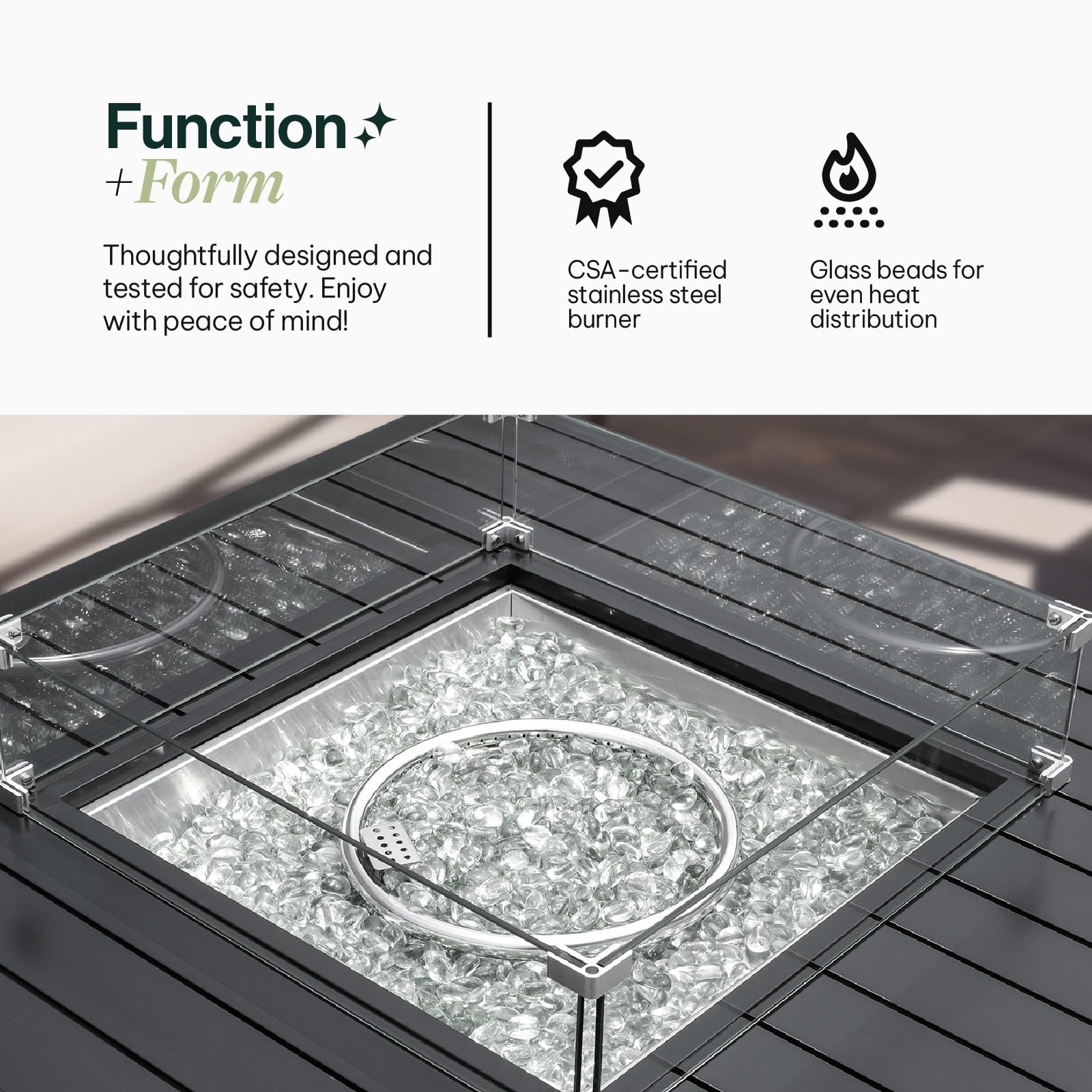 Table foyer extérieure au propane | 50 000 BTU | Aluminium | Couvercle inclus