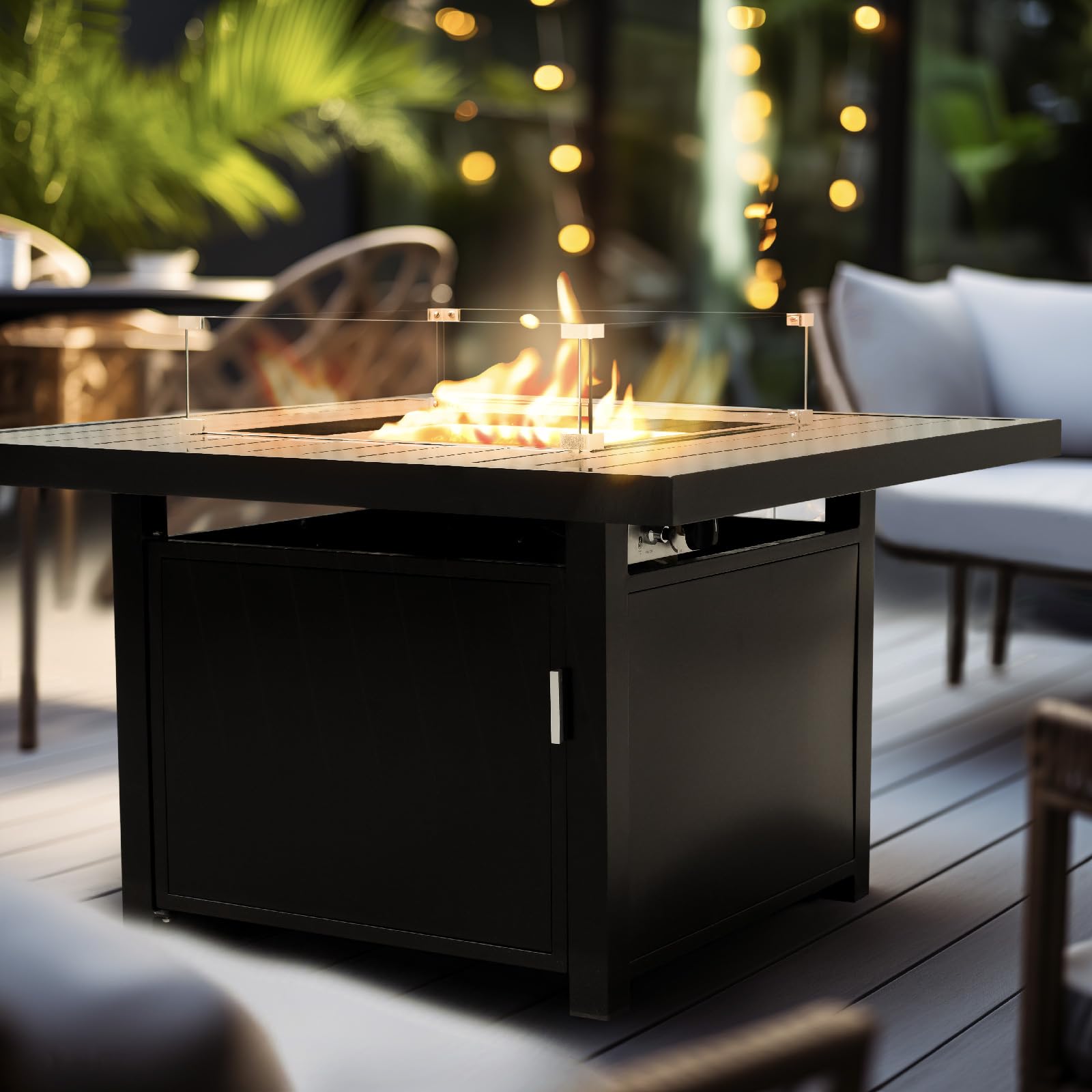 48 in. Rectangular Propane Outdoor Fire Pit Table | Powder-Coated Aluminum | 50,000 BTU